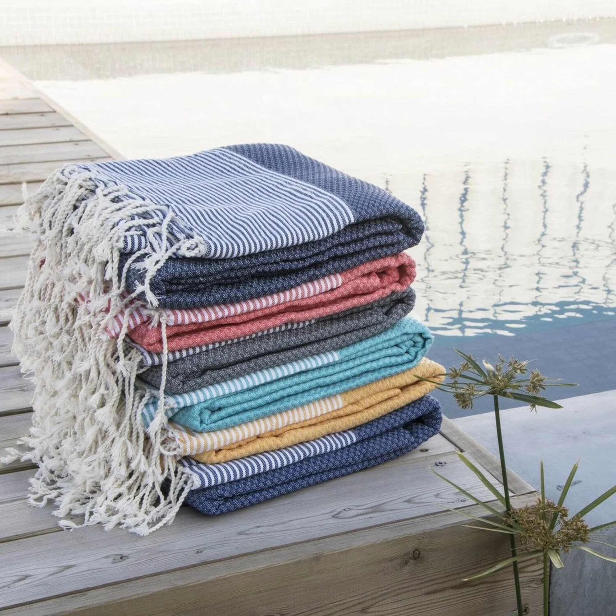 Fouta XXL - Coton - Bleu Grec - Ibiza - Image 3