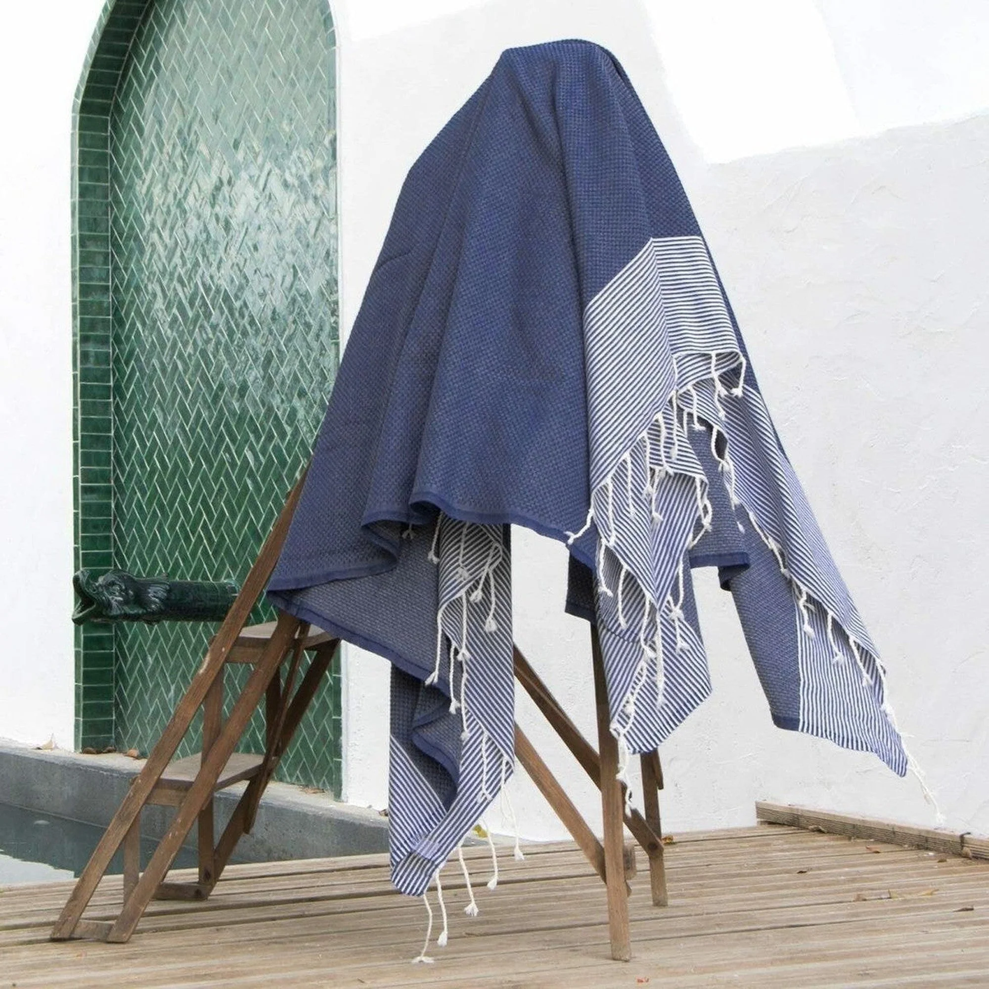 Fouta XXL - Coton - Bleu Jean - Ibiza - Image 2
