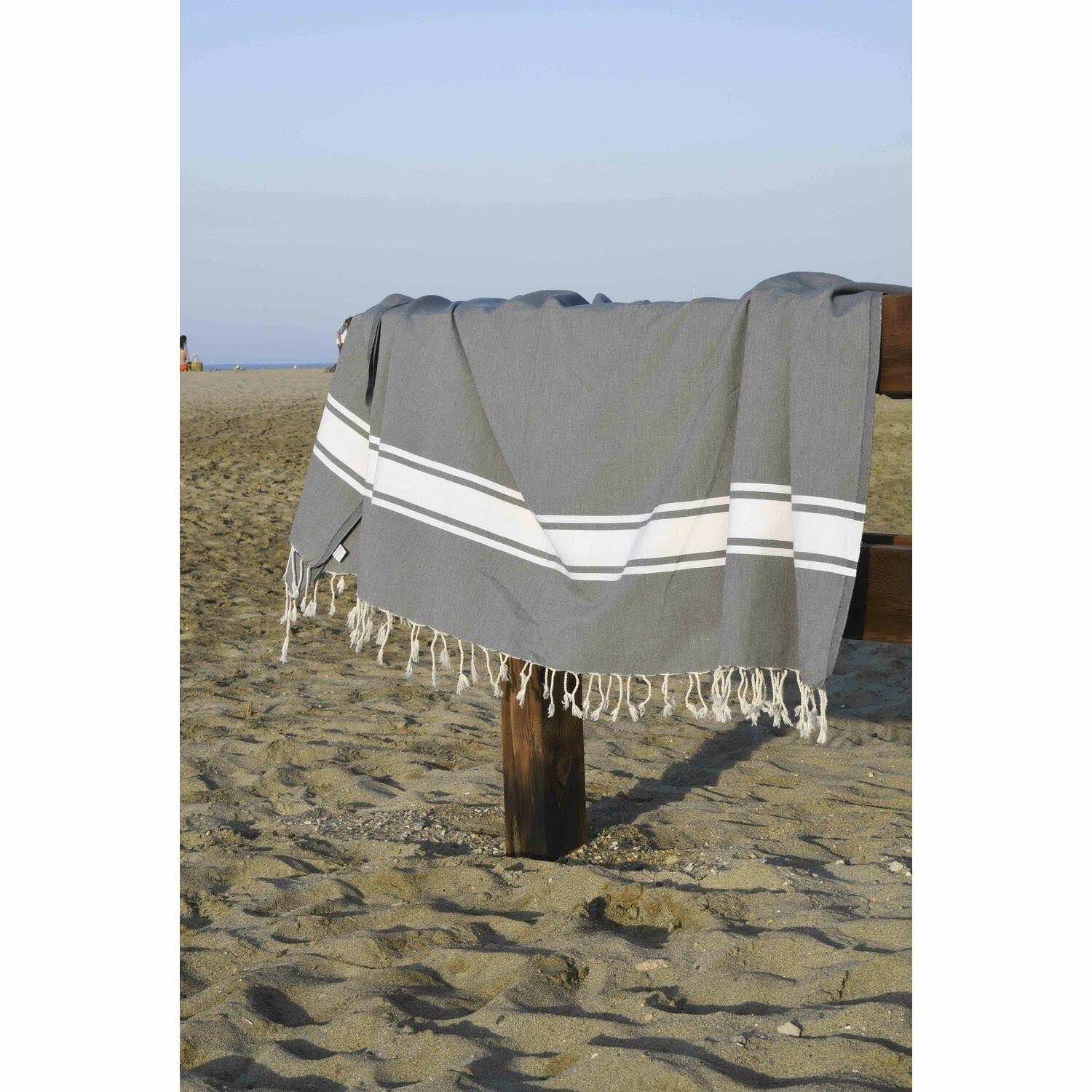 Fouta XXL - Coton - Gris Moyen - St Tropez - Image 11