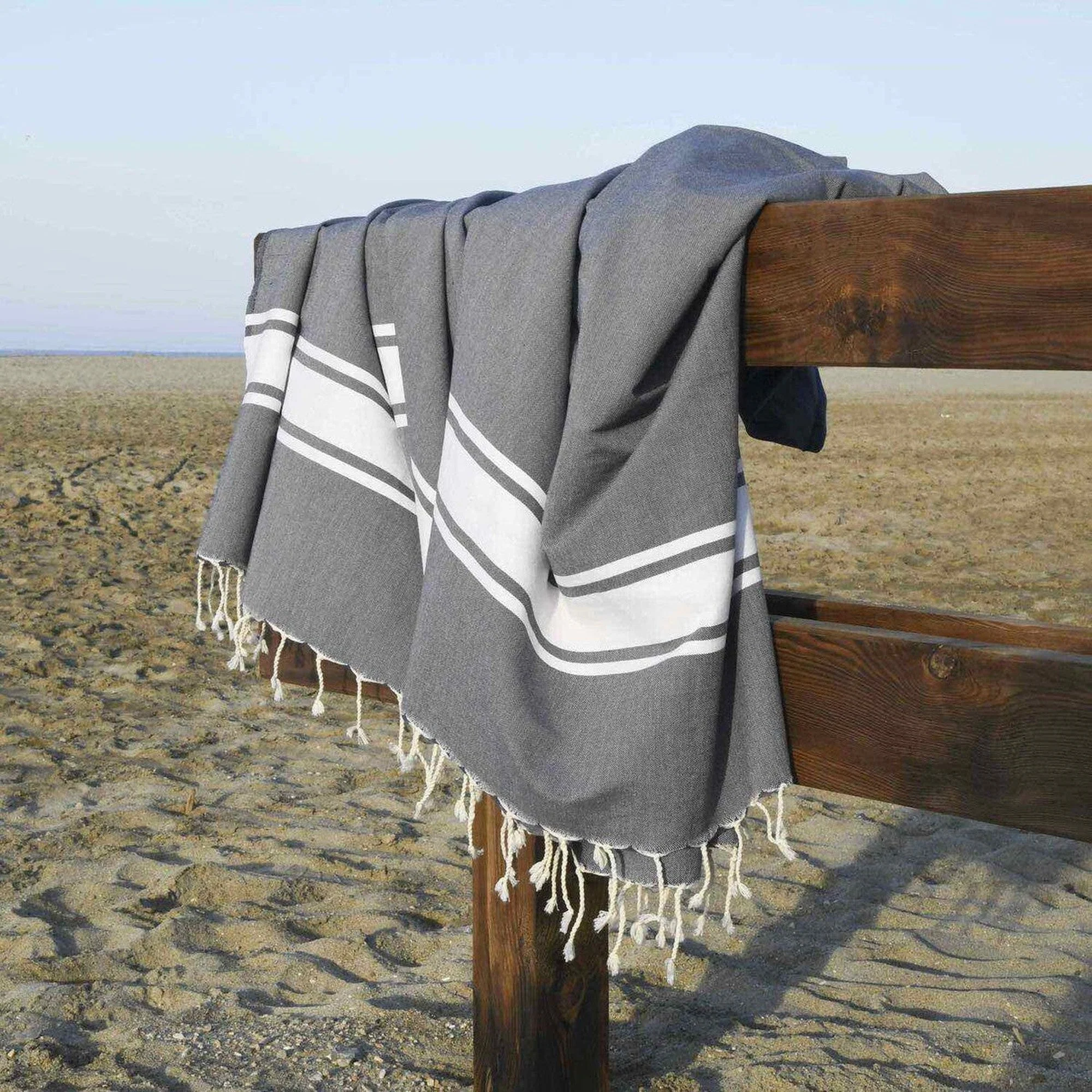 Fouta XXL - Coton - Gris Moyen - St Tropez - Image 2