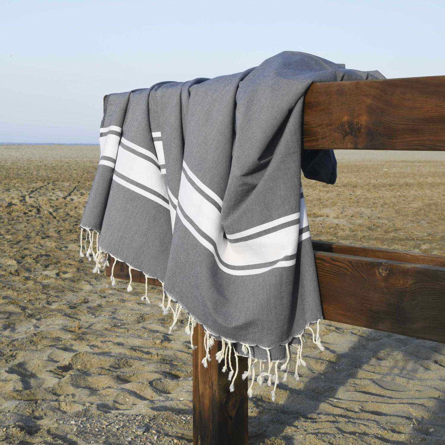 Fouta XXL - Coton - Gris Moyen - St Tropez - Image 7