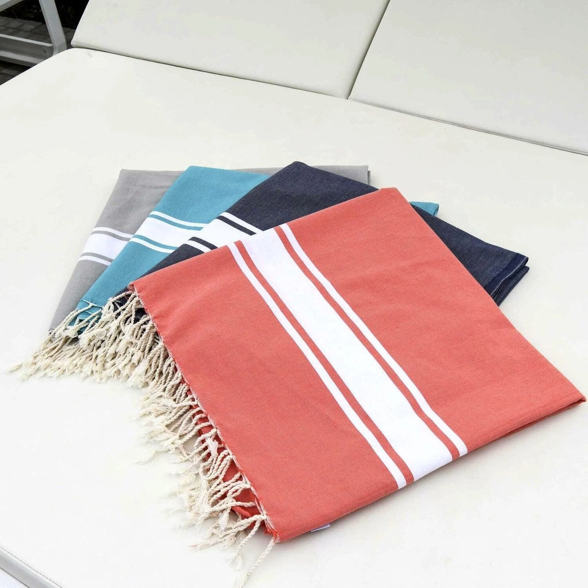 Fouta XXL - Coton - Orange Corail - St Tropez - Image 3
