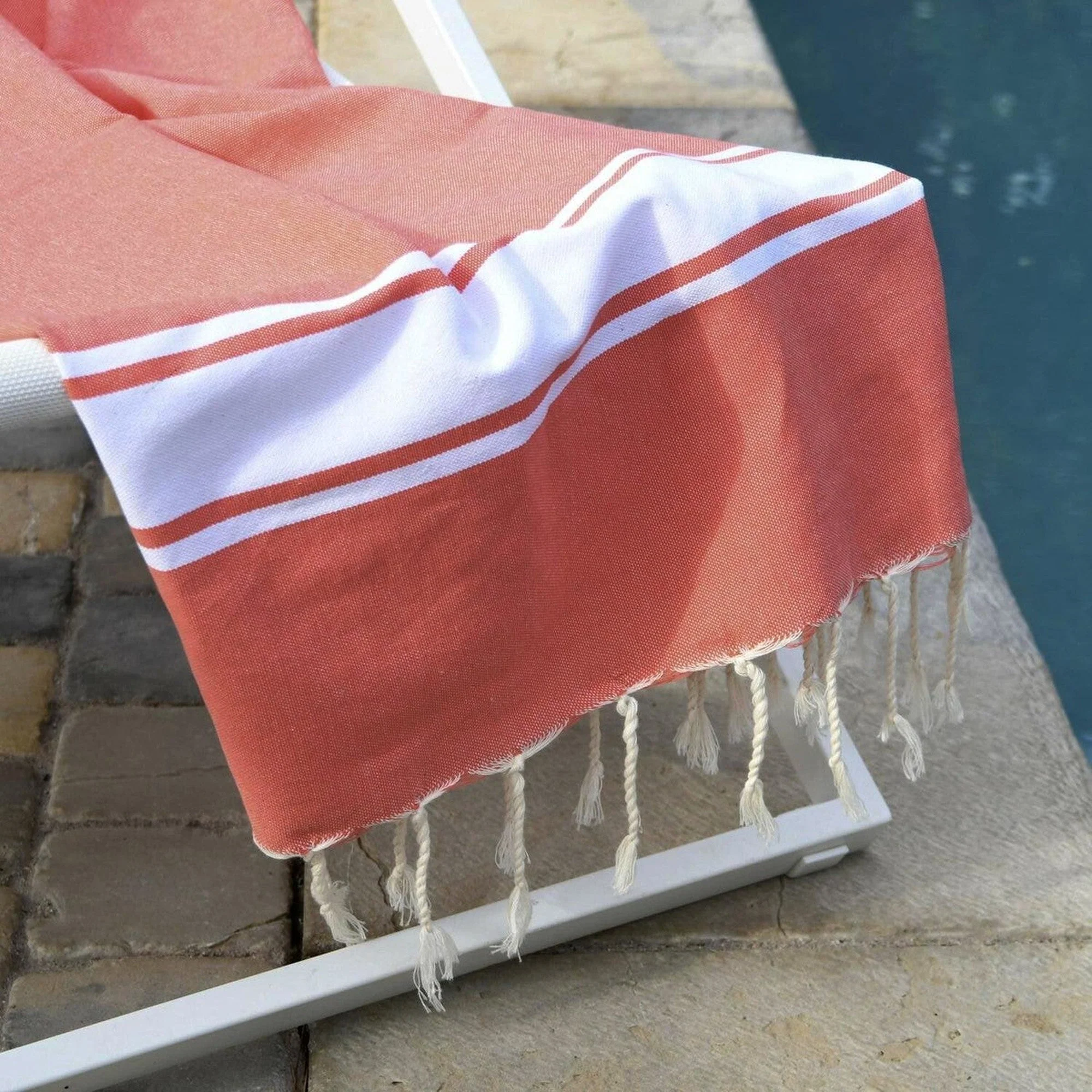Fouta XXL - Coton - Orange Corail - St Tropez - Image 5