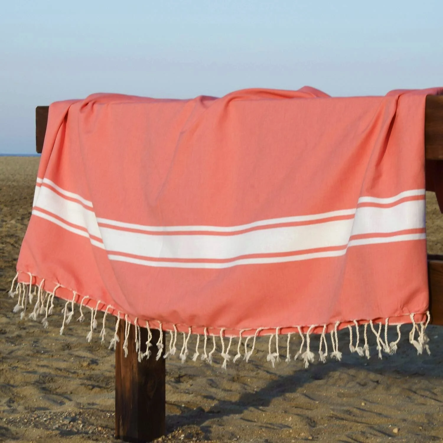 Fouta XXL - Coton - Orange Corail - St Tropez - Image 7