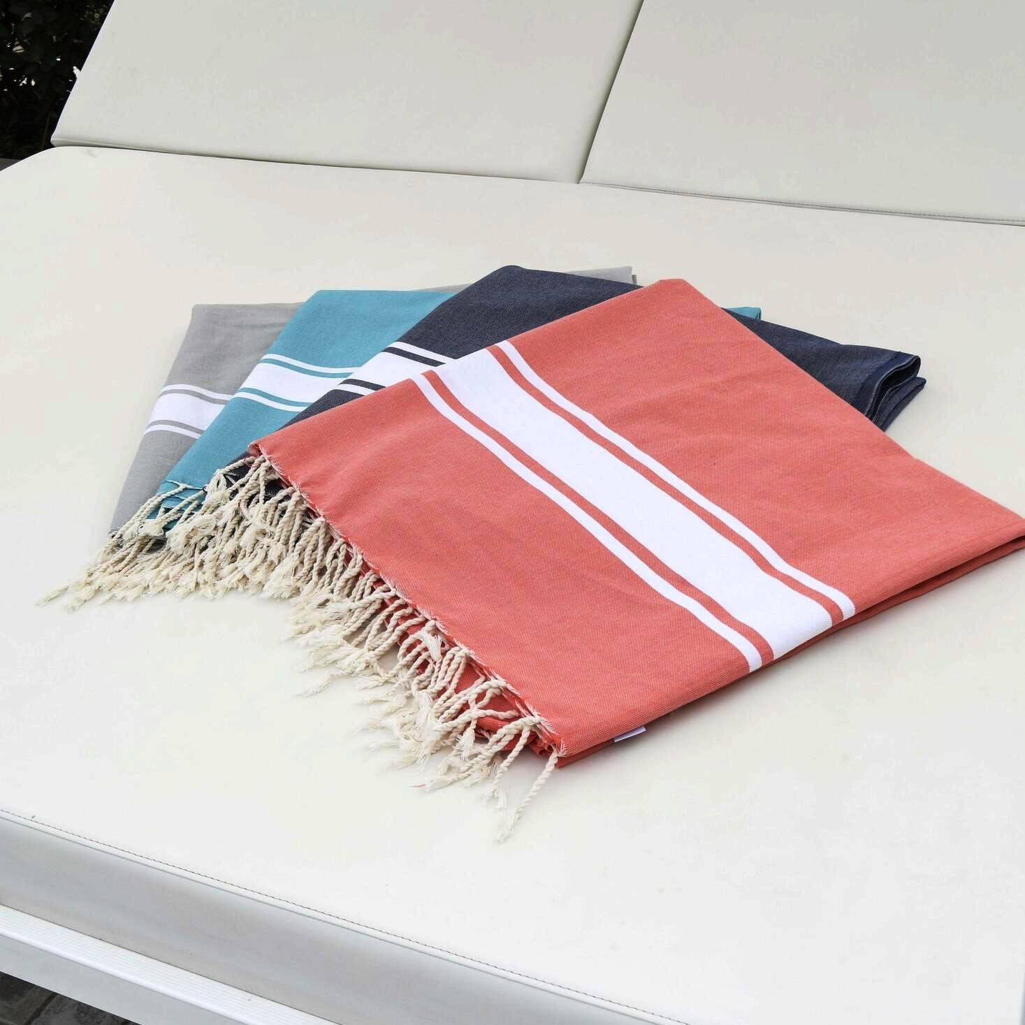 Fouta XXL - Coton - Orange Corail - St Tropez - Image 9