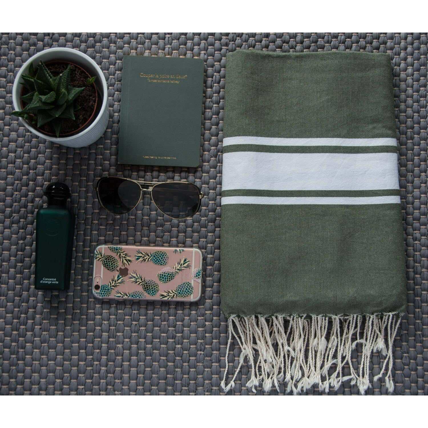 Fouta XXL - Coton - Vert Kaki - St Tropez - Image 3