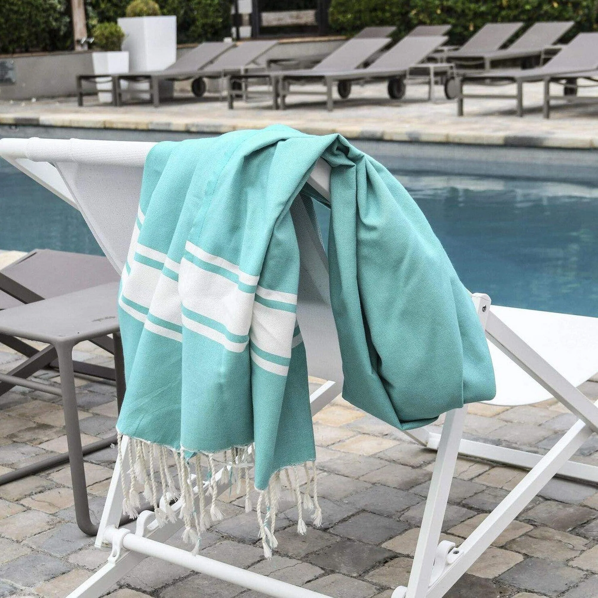 Fouta XXL - Coton - Vert Turquoise - St Tropez - Image 2