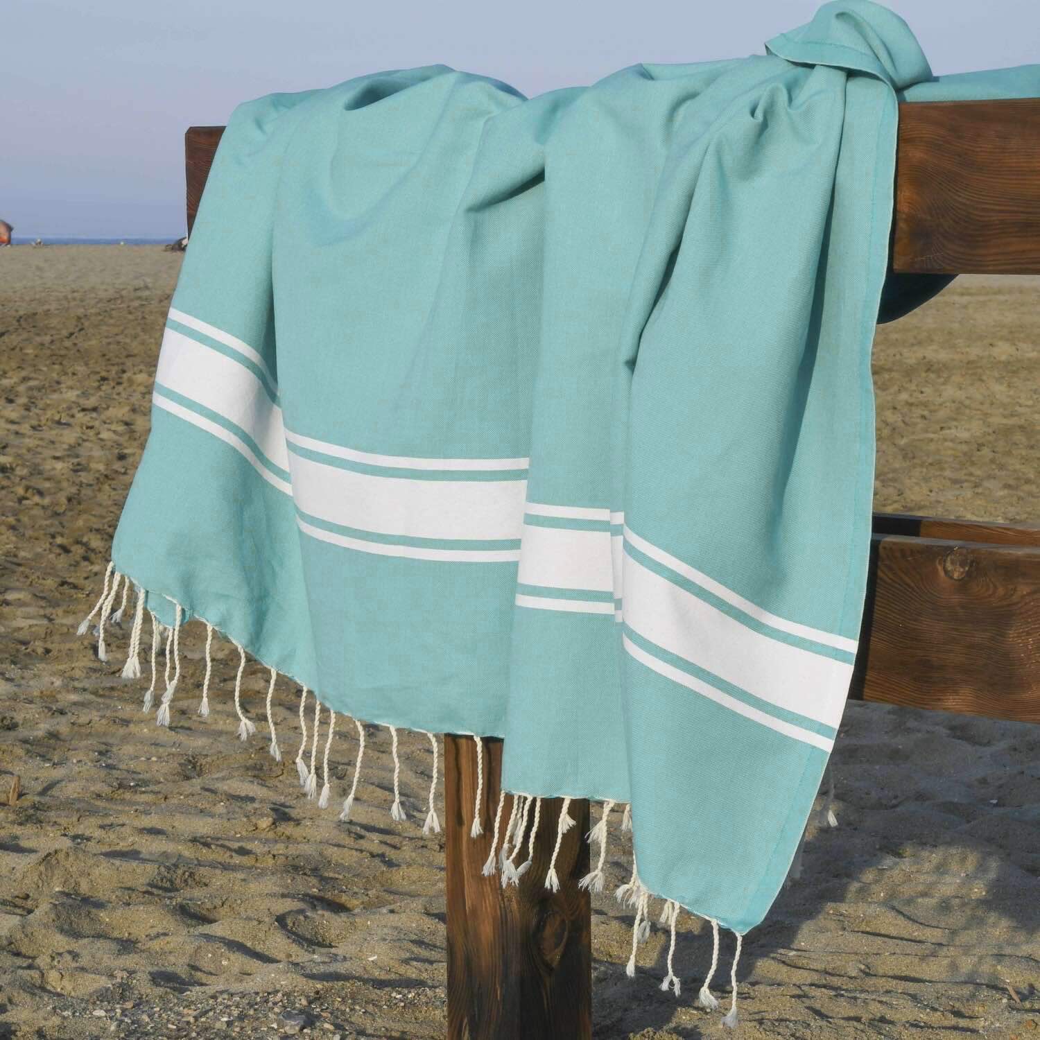 Fouta XXL - Coton - Vert Turquoise - St Tropez - Image 9