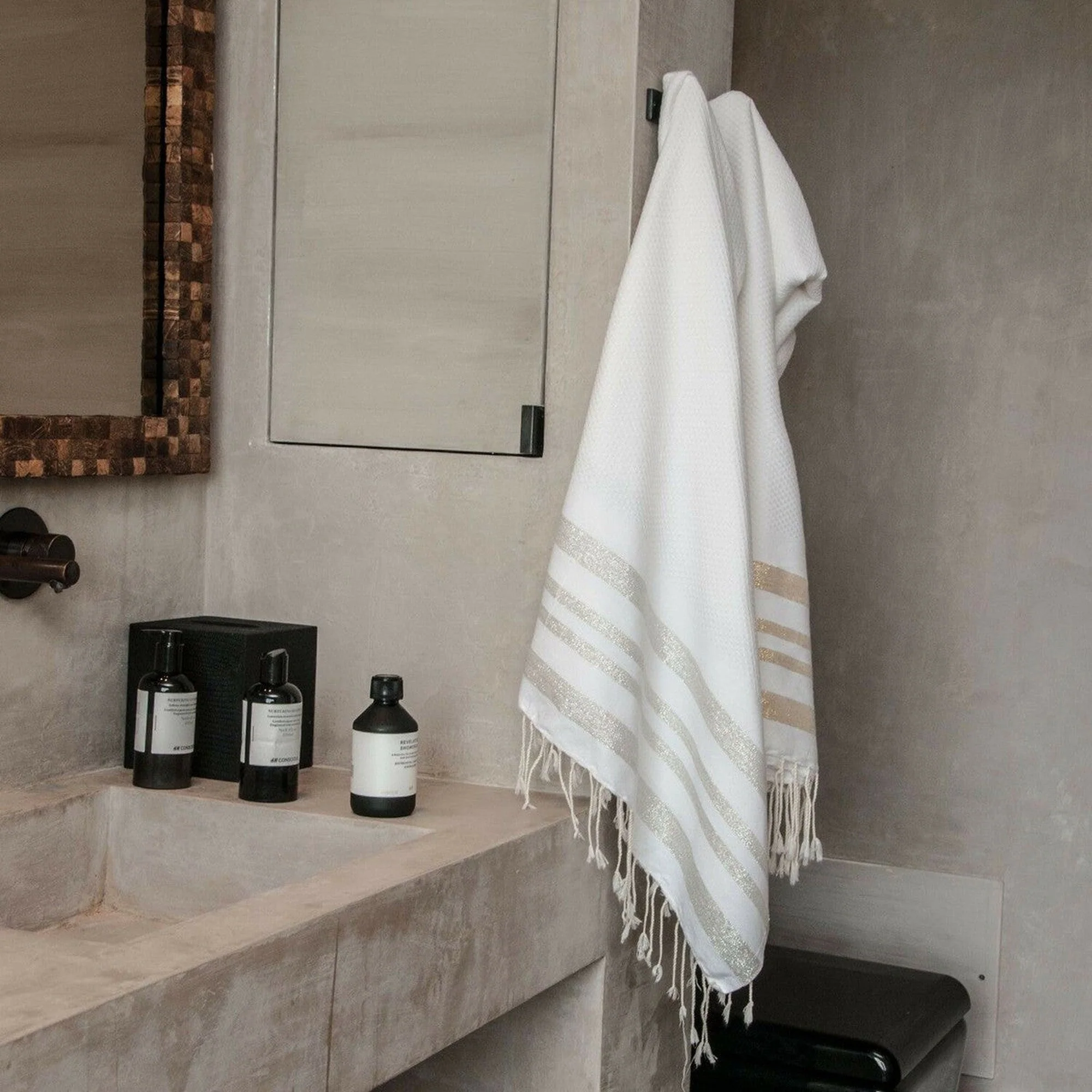 Foutas De Bain (1+2) - Coton - Blanc / Argent - Hamptons - Image 4
