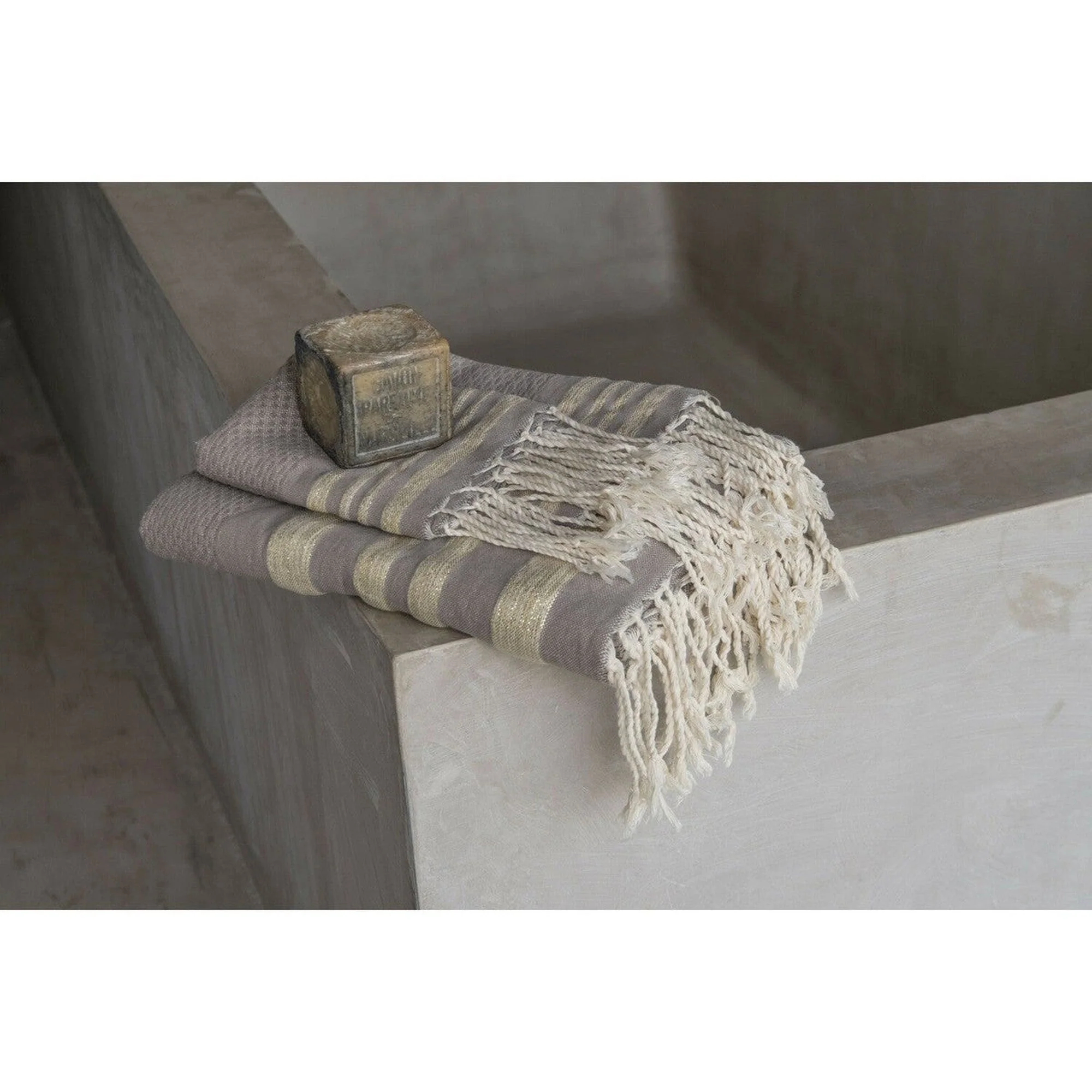 Foutas De Bain (1+2) - Coton - Taupe Clair / Or - Hamptons - Image 3
