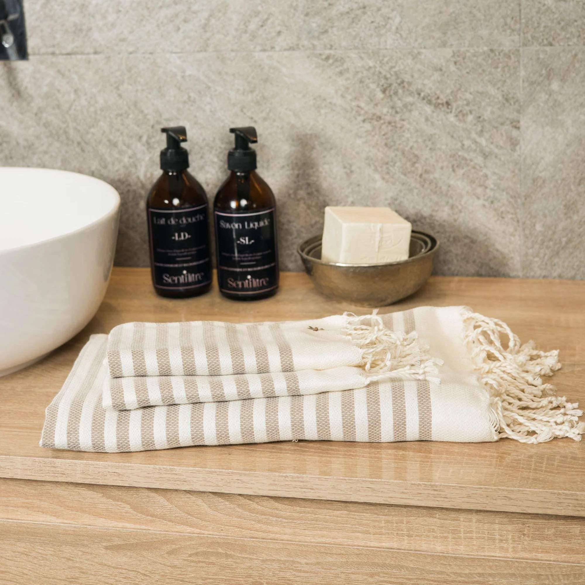 Foutas De Bain (1+2) - Coton - Taupe - Hossegor - Image 2