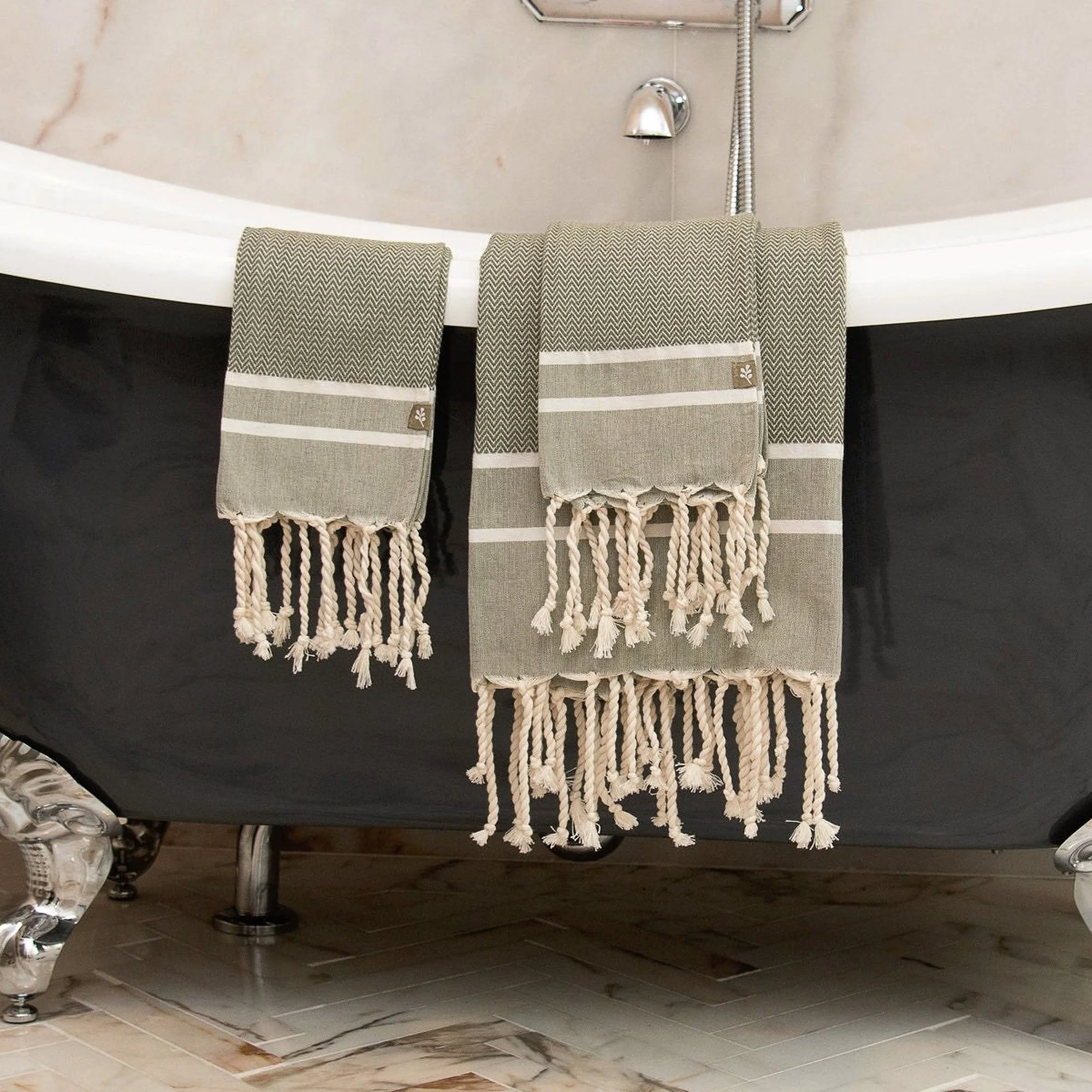 Foutas De Bain 1 2 - Coton - Vert Olive - Stockholm - Image 2
