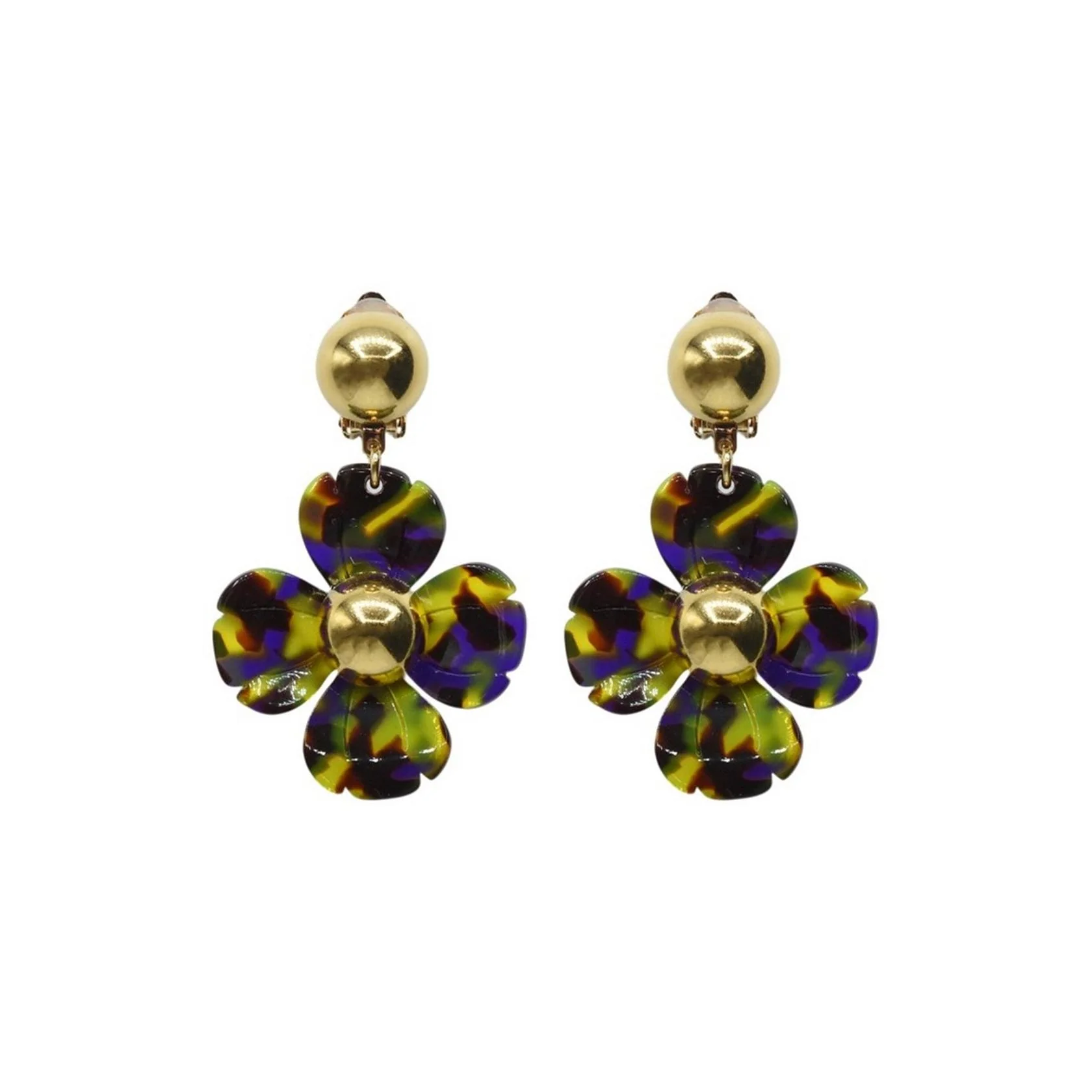 Boucles D'Oreilles Flora S - Violet/Vert - Image 2