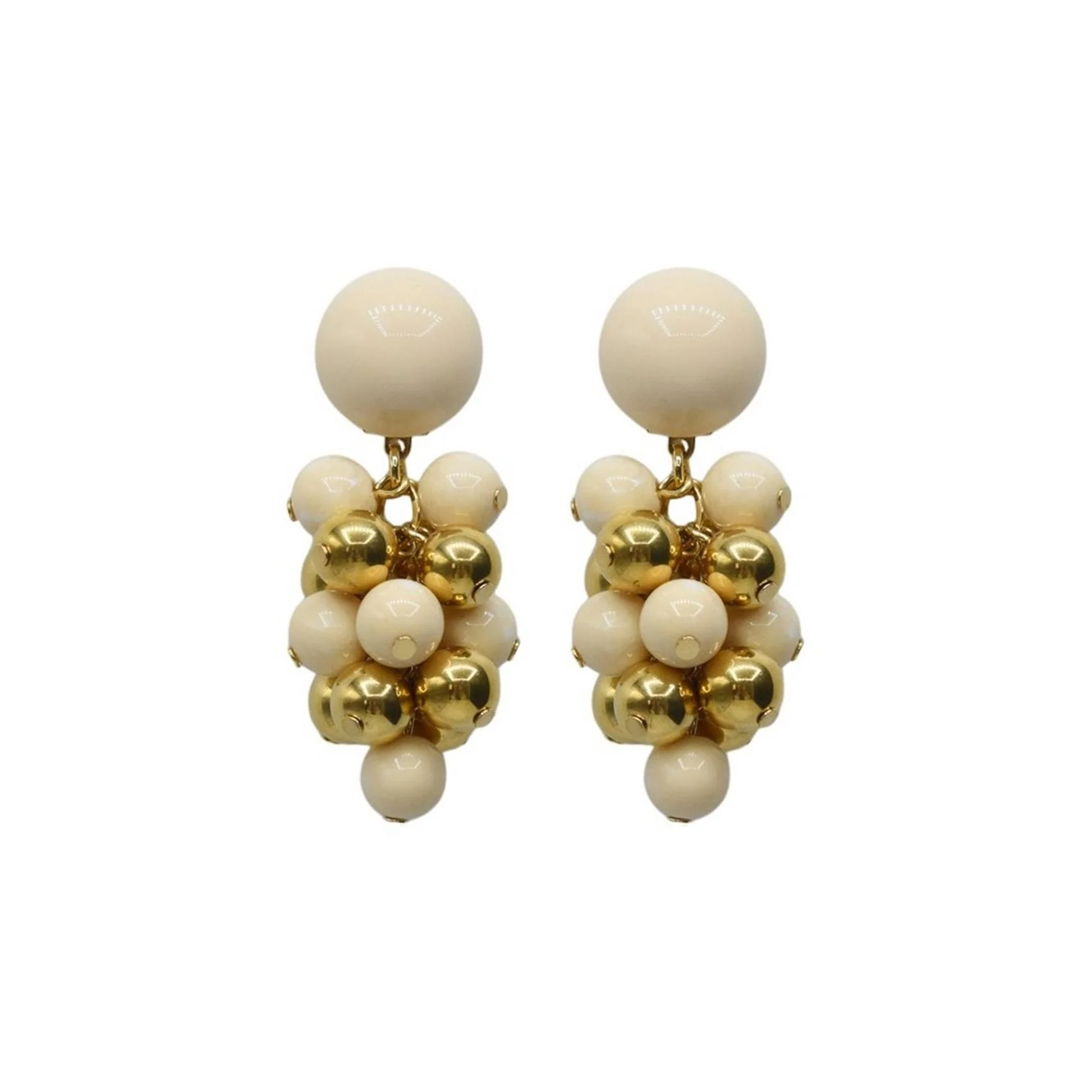 Boucles D'Oreilles Grappe - Ivoire Et Doré - Image 2