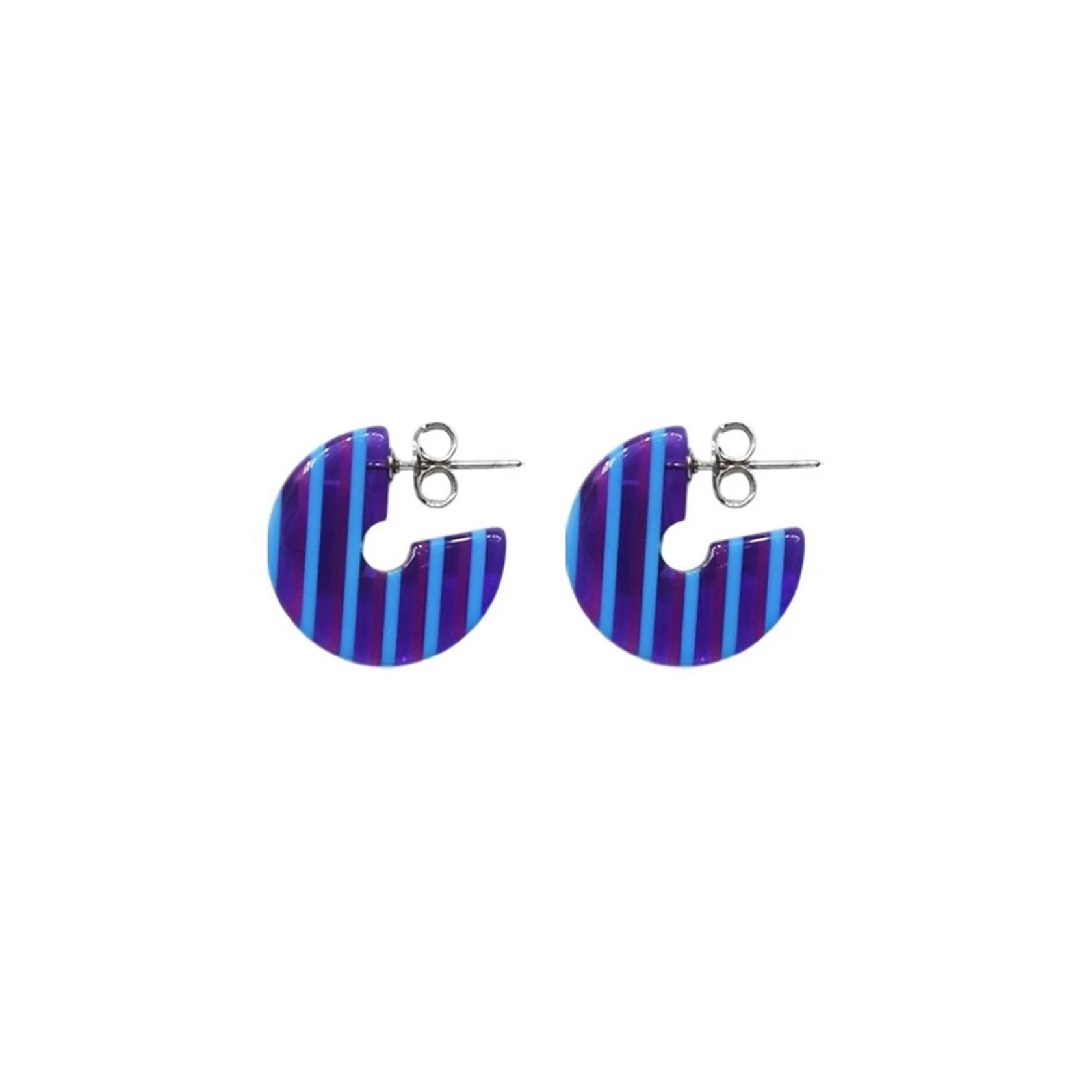 Boucles D'Oreilles Louise - Bleu Rayé - Image 2