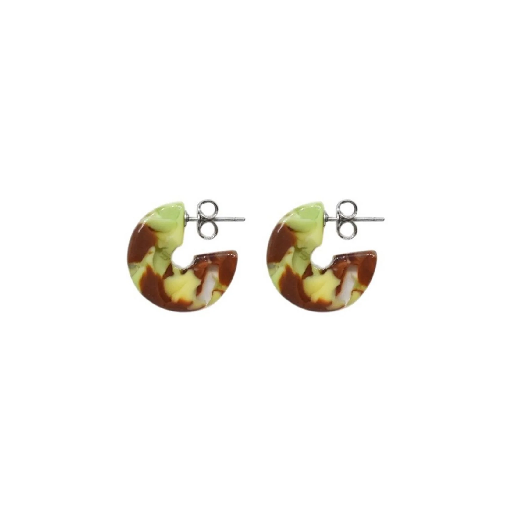 Boucles D'Oreilles Louise - Vert Et Marron - Image 2