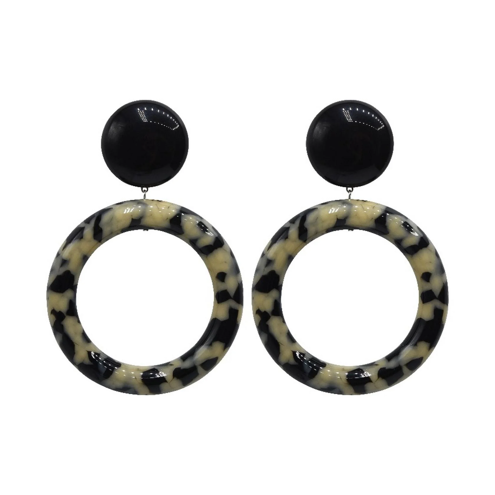 Boucles D'Oreilles Marge - Ecaille Noir Et Blanc - Image 2