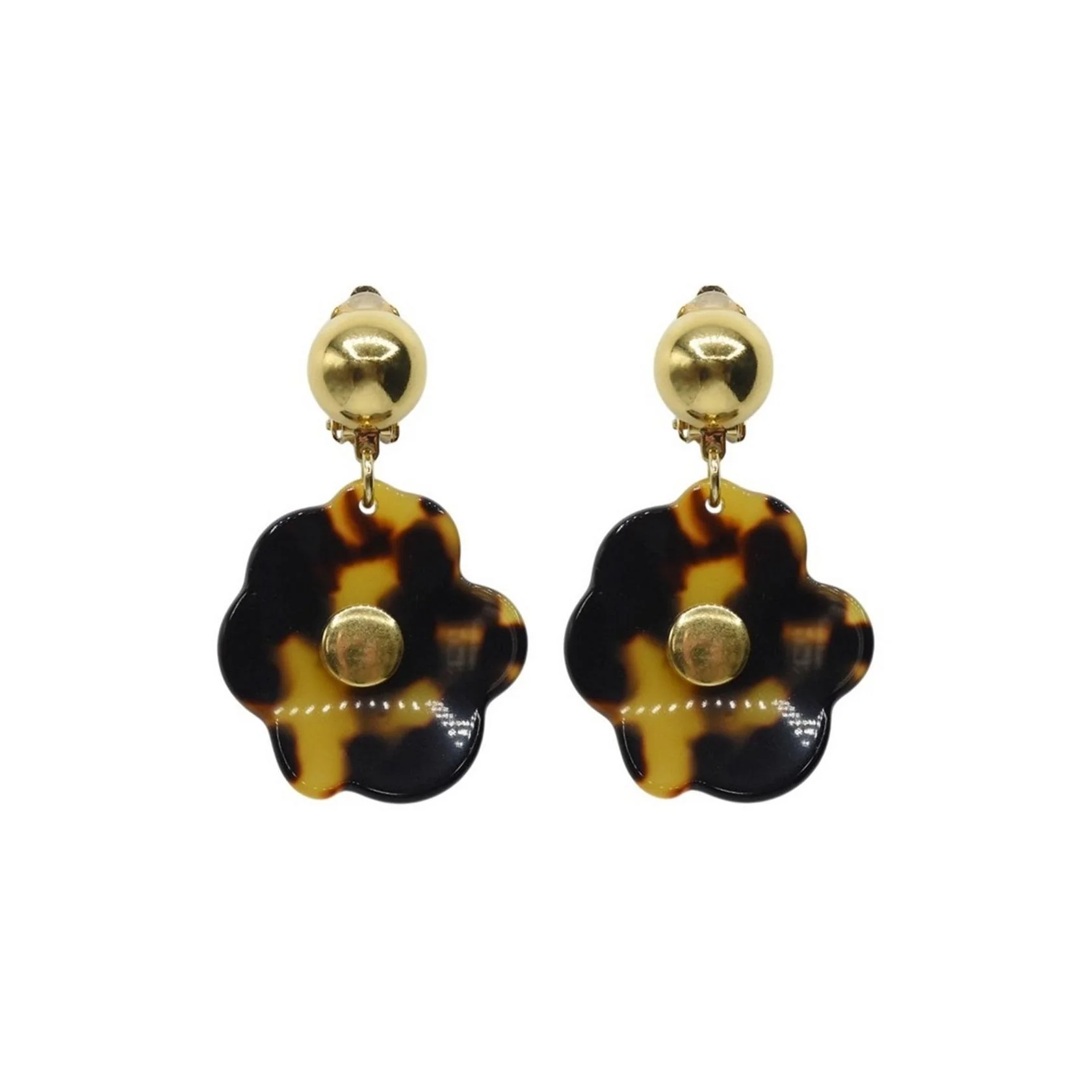 Boucles D'Oreilles Narcisse S - Ecaille Marron - Image 2