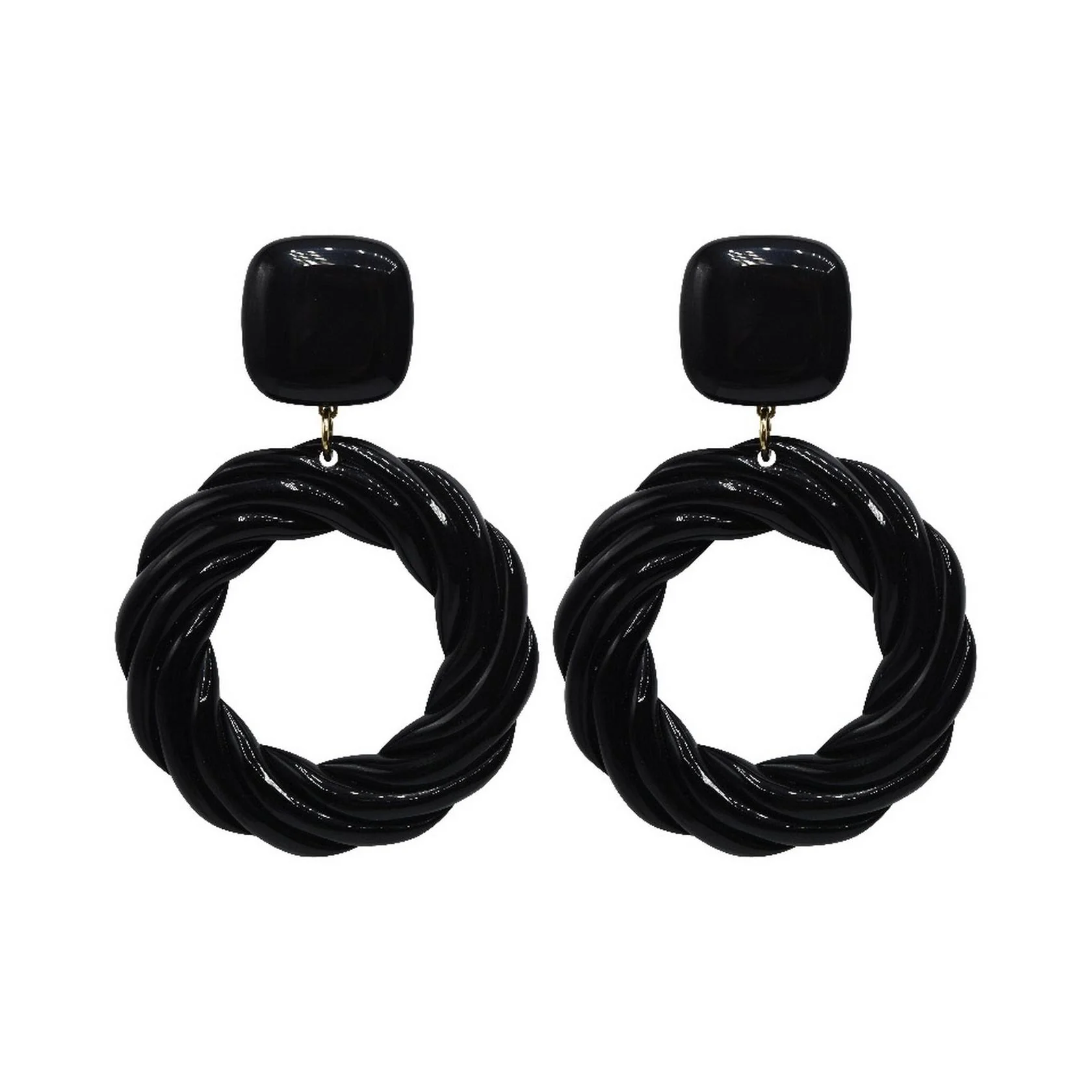 Boucles D'Oreilles Twist - Noir - Image 2