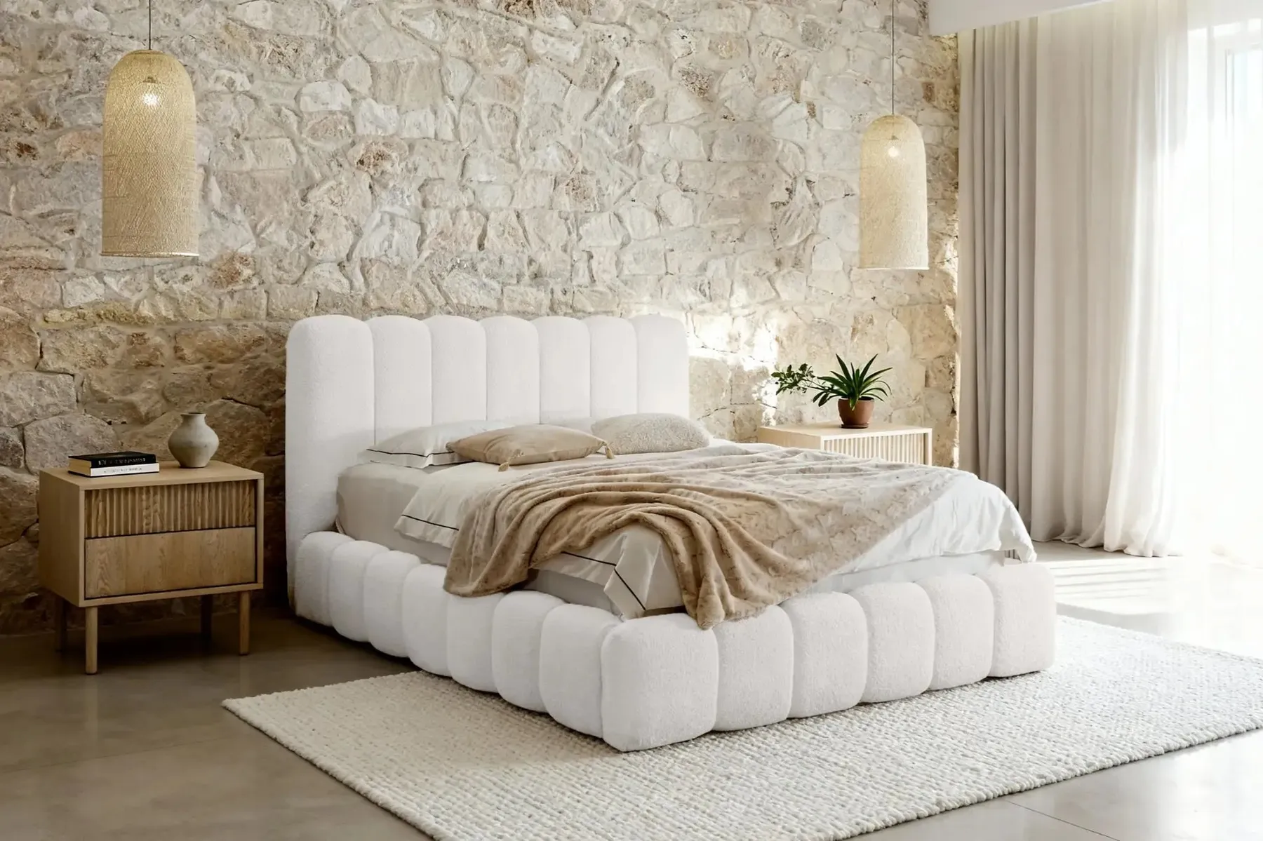 Garance - Lit Coffre Tissu Chenille 140X200Cm - Image 11