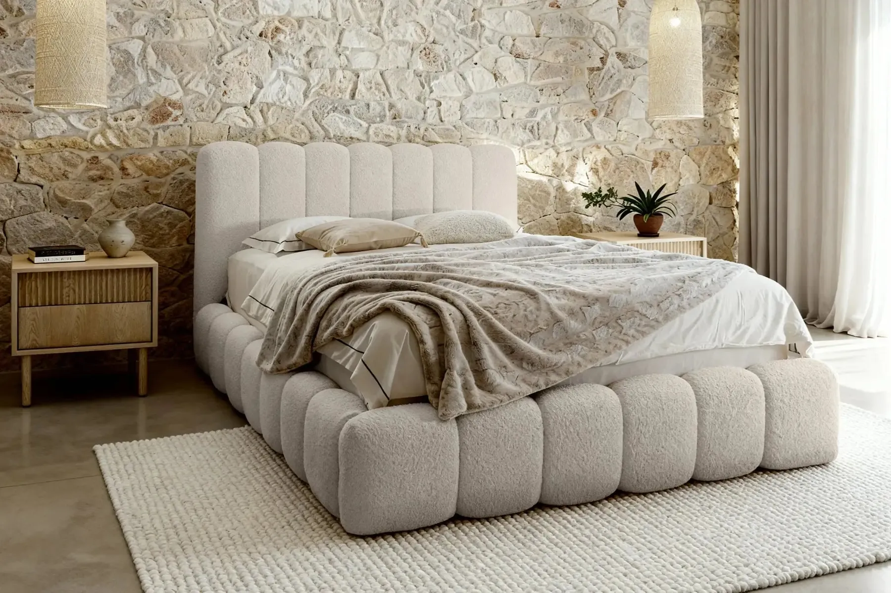 Garance - Lit Coffre Tissu Chenille 140X200Cm - Image 3