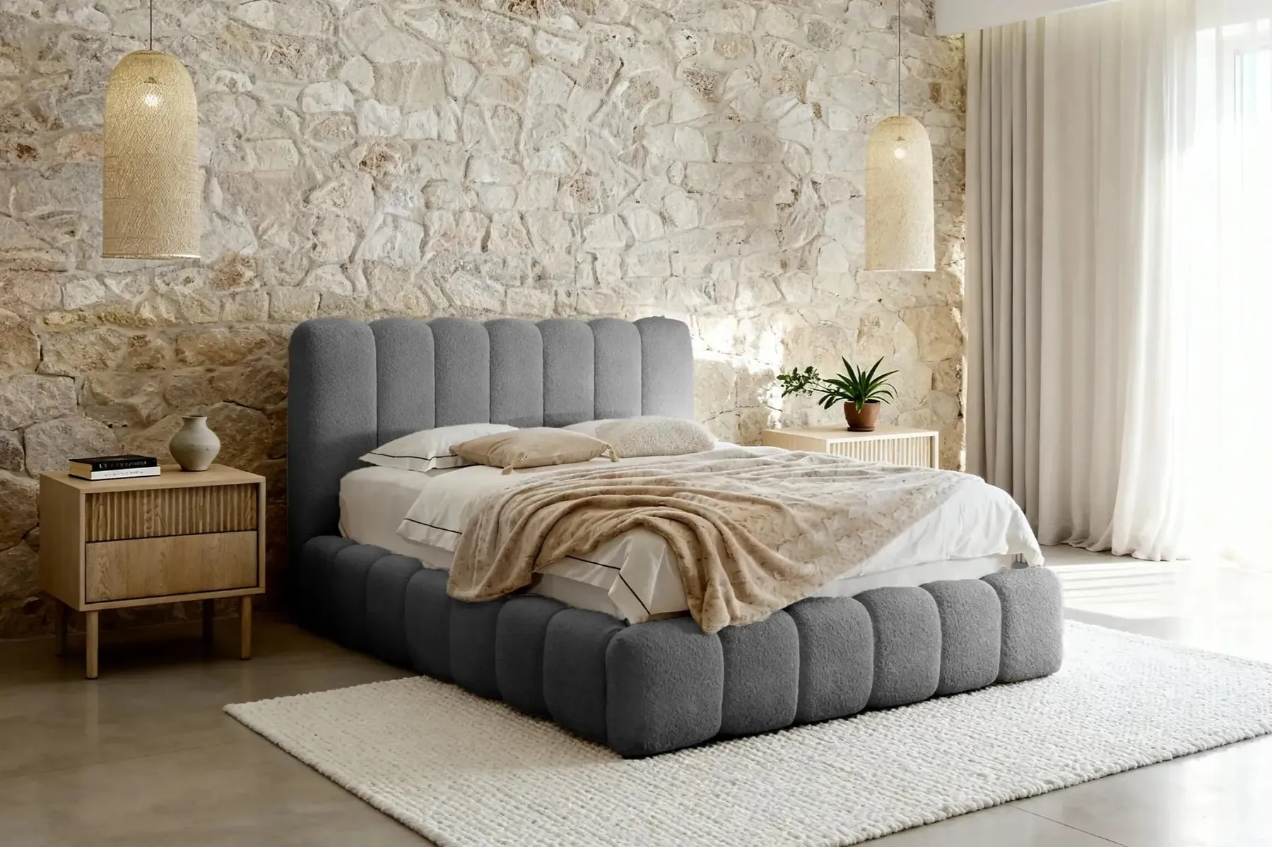 Garance - Lit Coffre Tissu Chenille 140X200Cm - Image 30