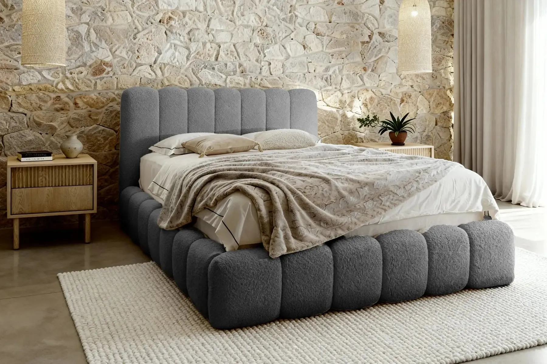 Garance - Lit Coffre Tissu Chenille 140X200Cm - Image 32