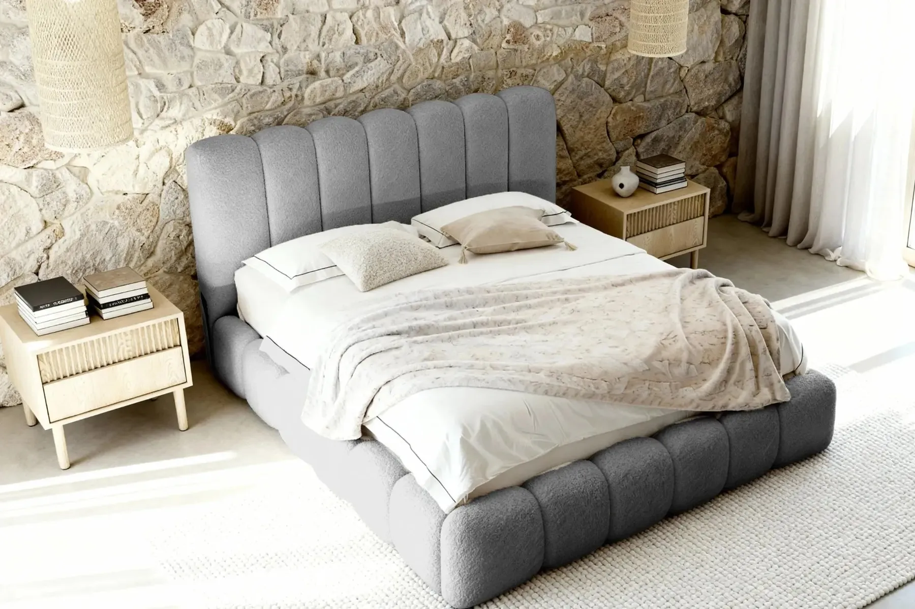 Garance - Lit Coffre Tissu Chenille 140X200Cm - Image 35