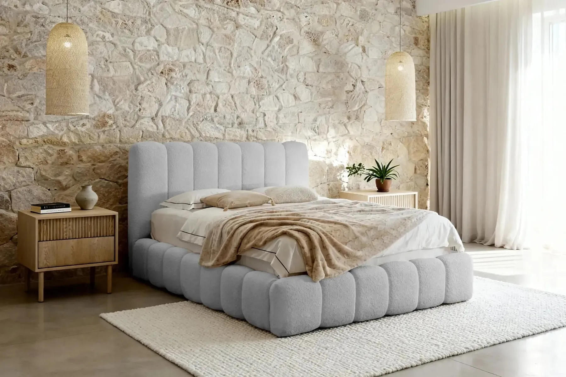 Garance - Lit Coffre Tissu Chenille 140X200Cm - Image 40