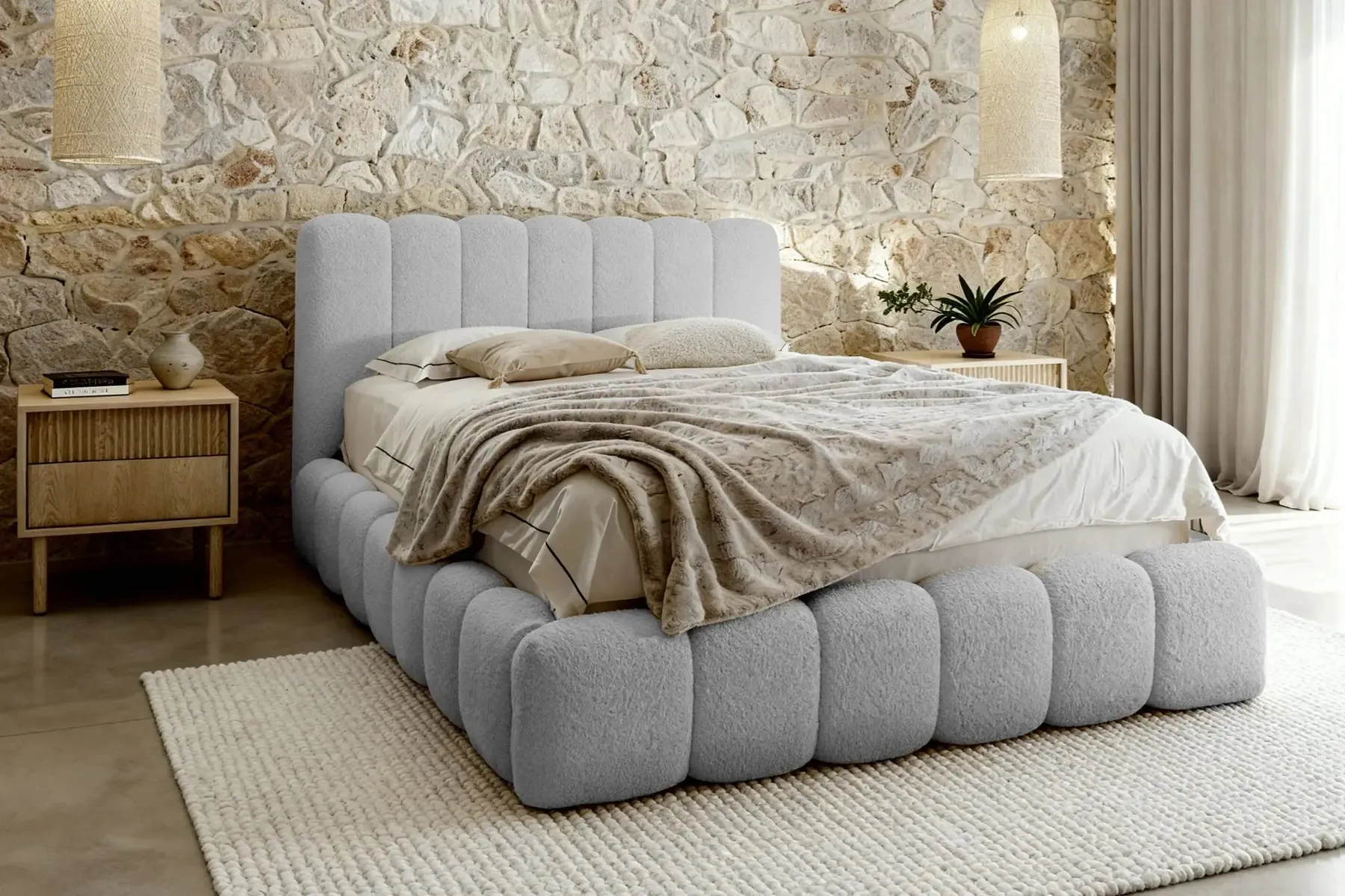 Garance - Lit Coffre Tissu Chenille 140X200Cm - Image 42
