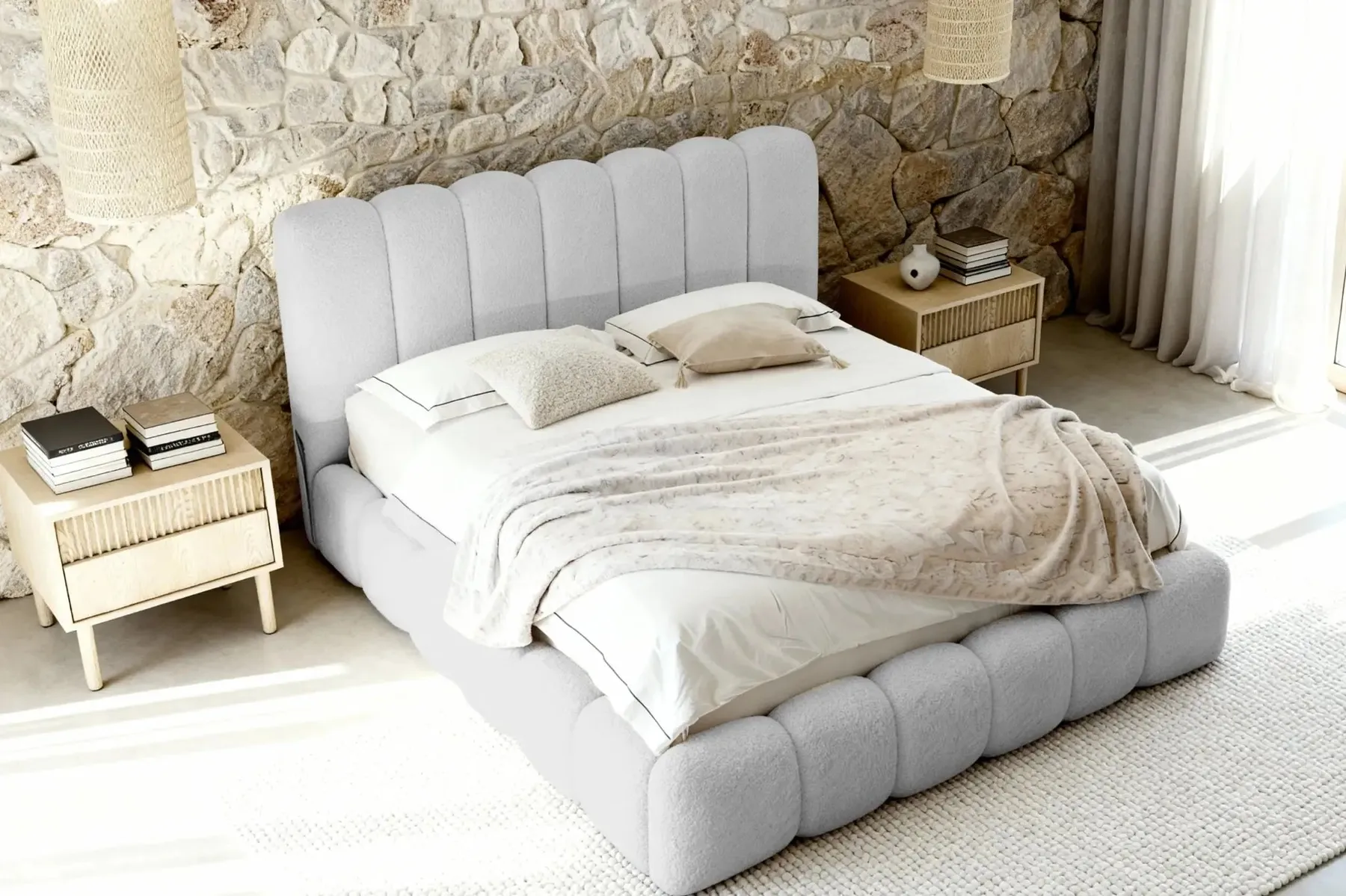 Garance - Lit Coffre Tissu Chenille 140X200Cm - Image 45