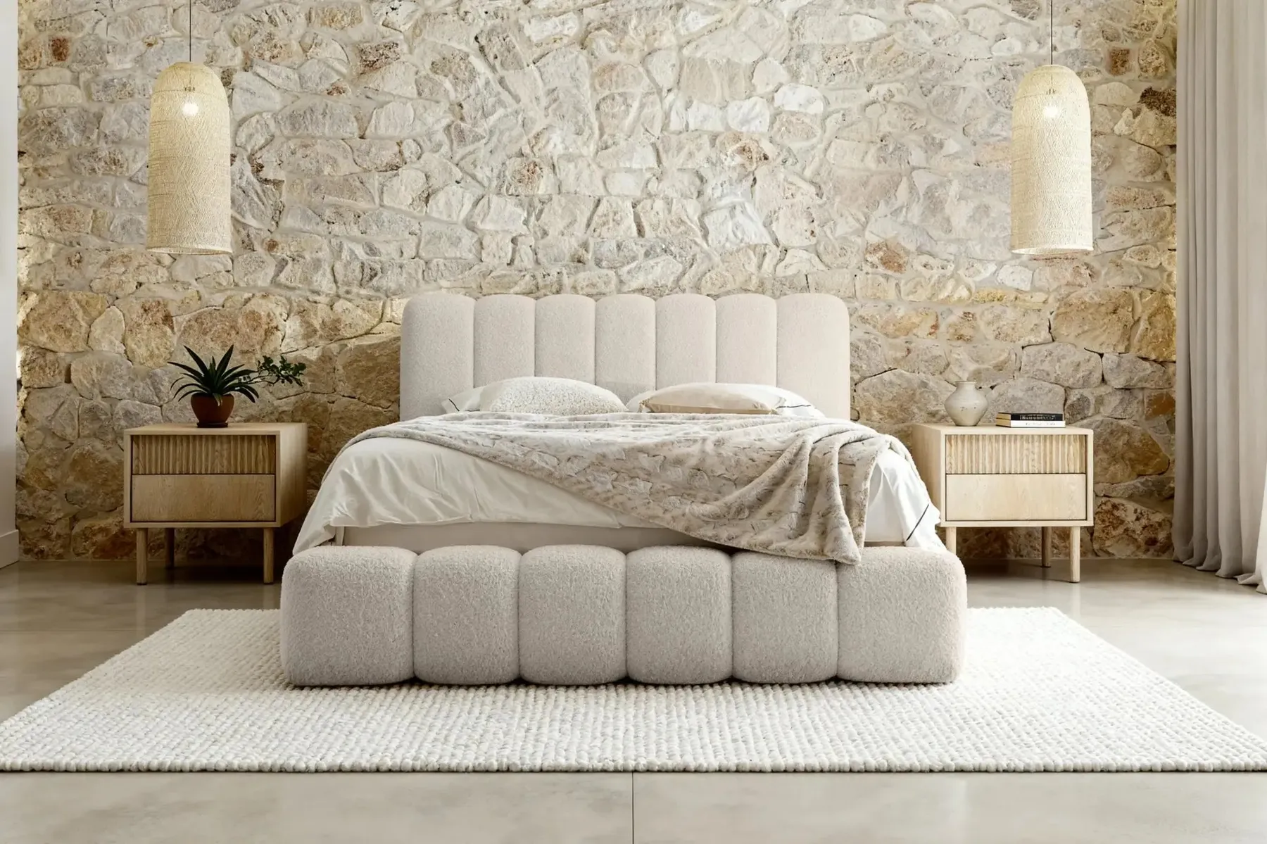 Garance - Lit Coffre Tissu Chenille 140X200Cm - Image 5