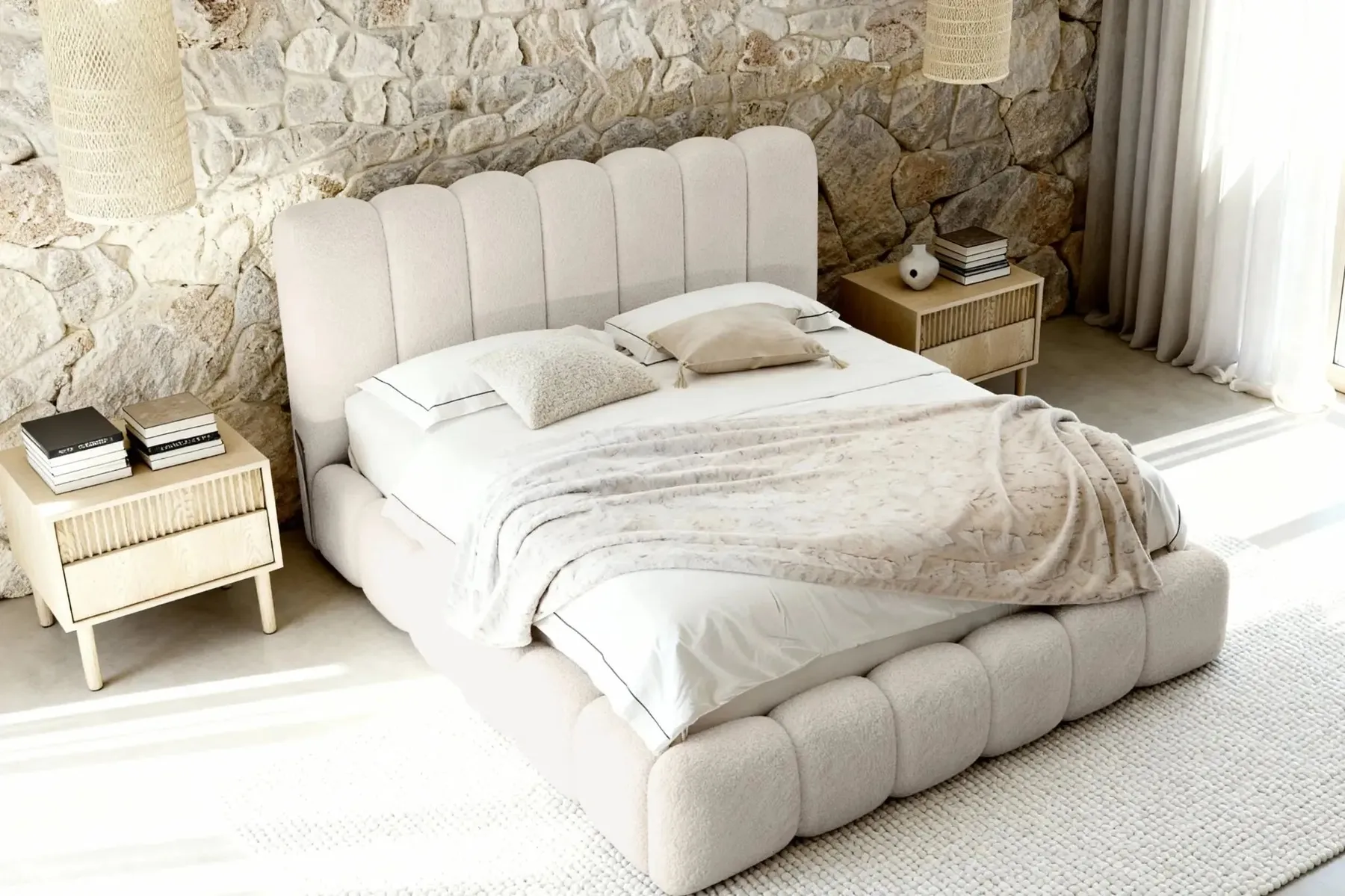 Garance - Lit Coffre Tissu Chenille 140X200Cm - Image 6