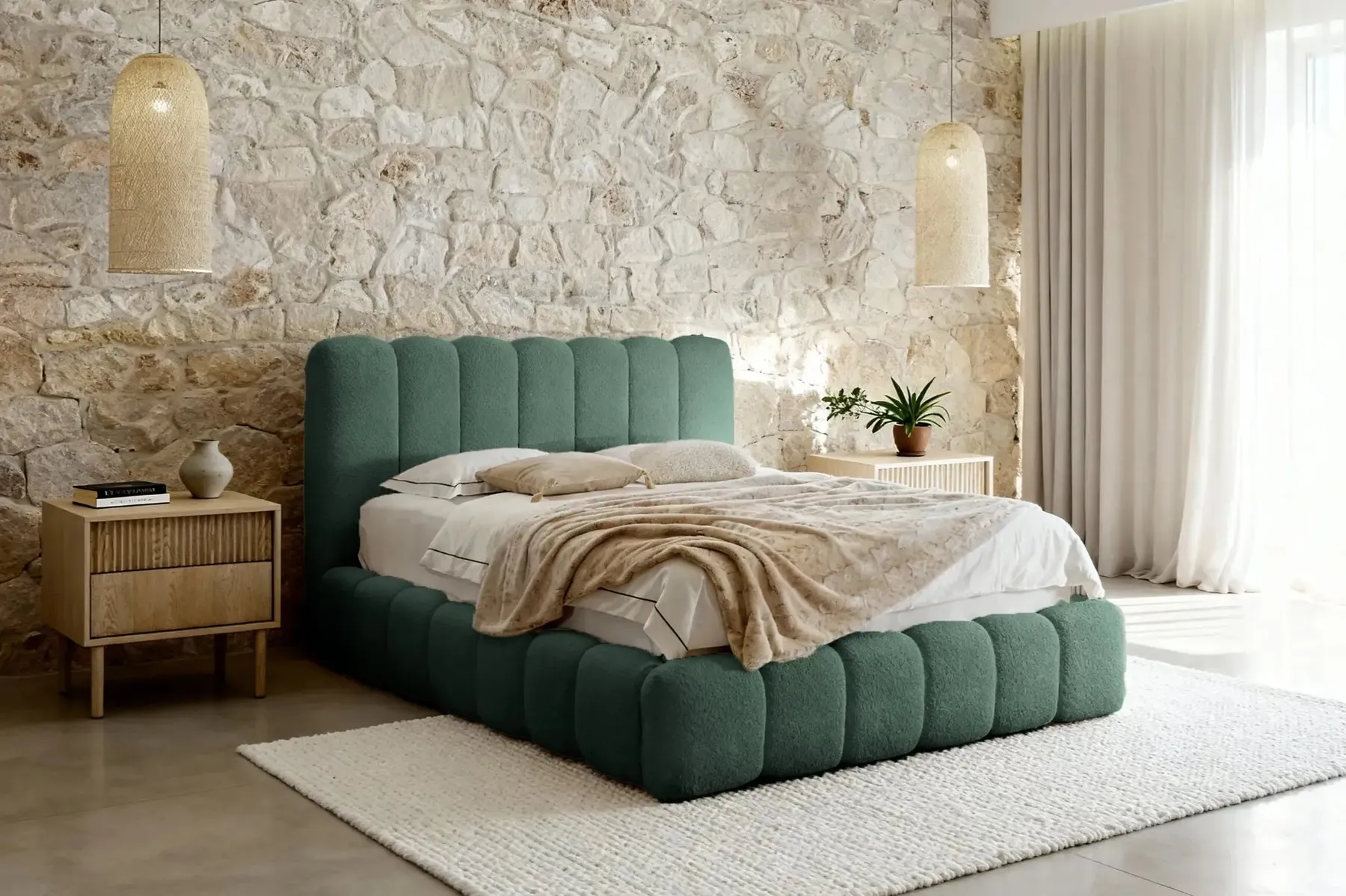 Garance - Lit Coffre Tissu Chenille 140X200Cm - Image 60