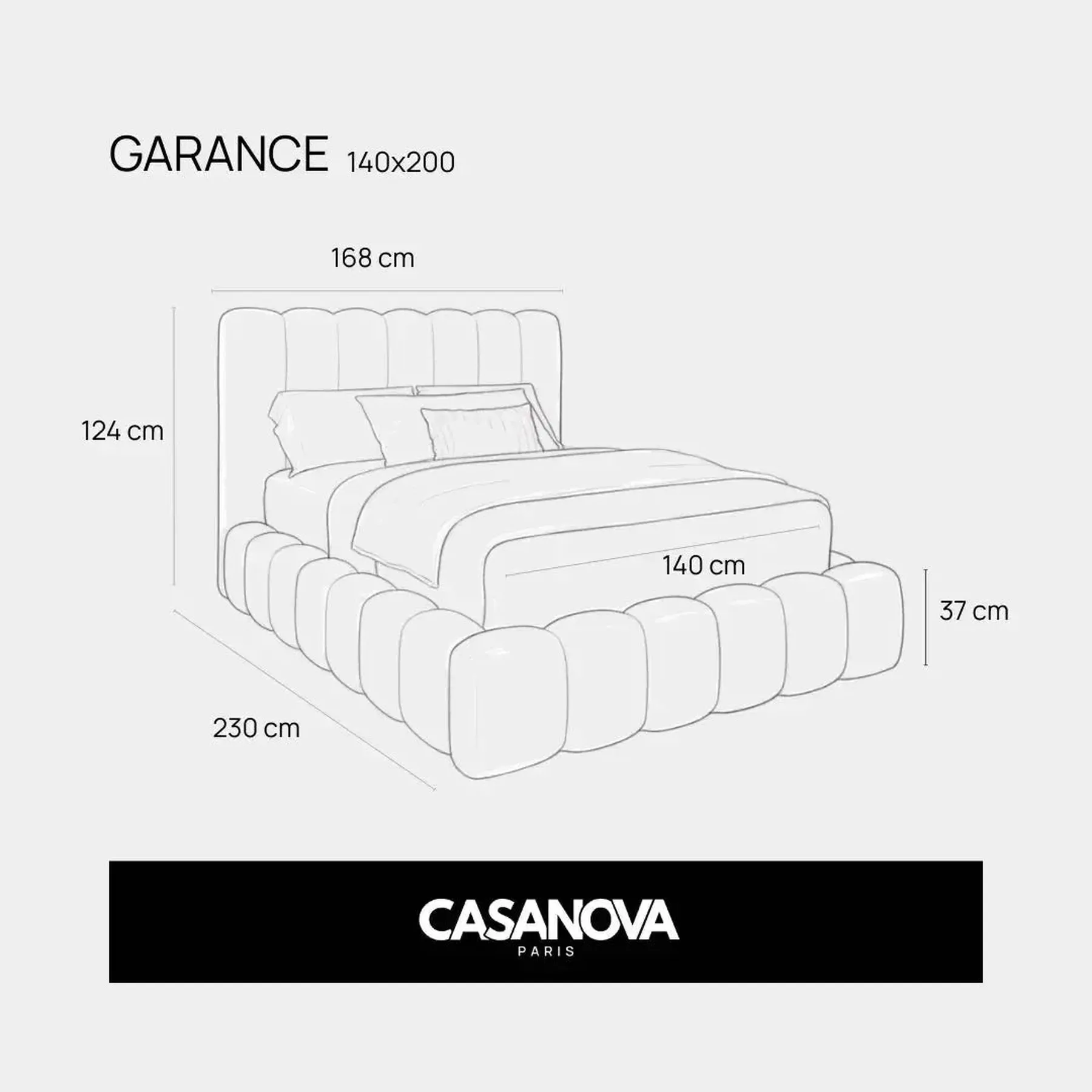 Garance - Lit Coffre Tissu Chenille 140X200Cm - Image 77