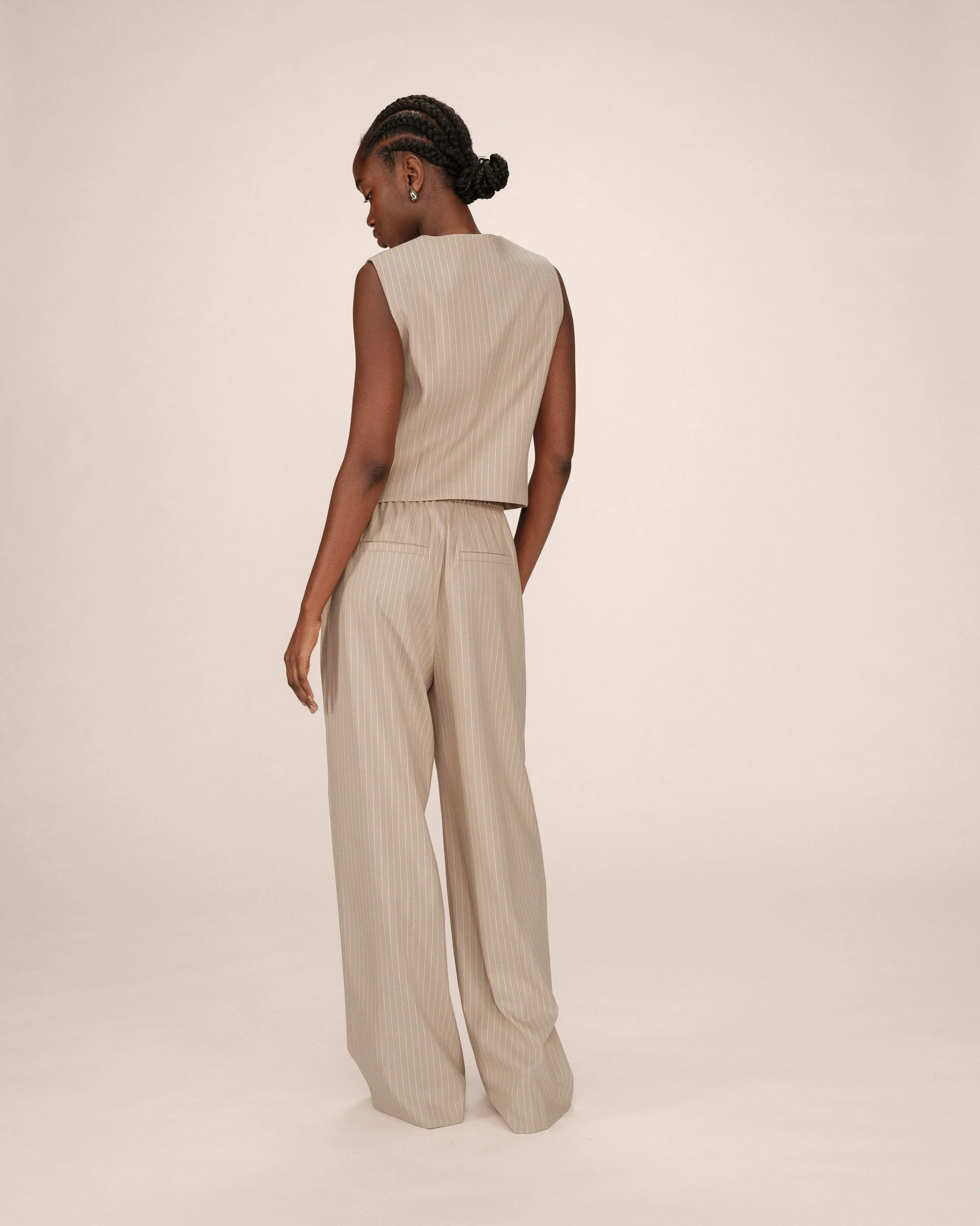 Gilet Droit A Rayures Greige Sister - Image 5
