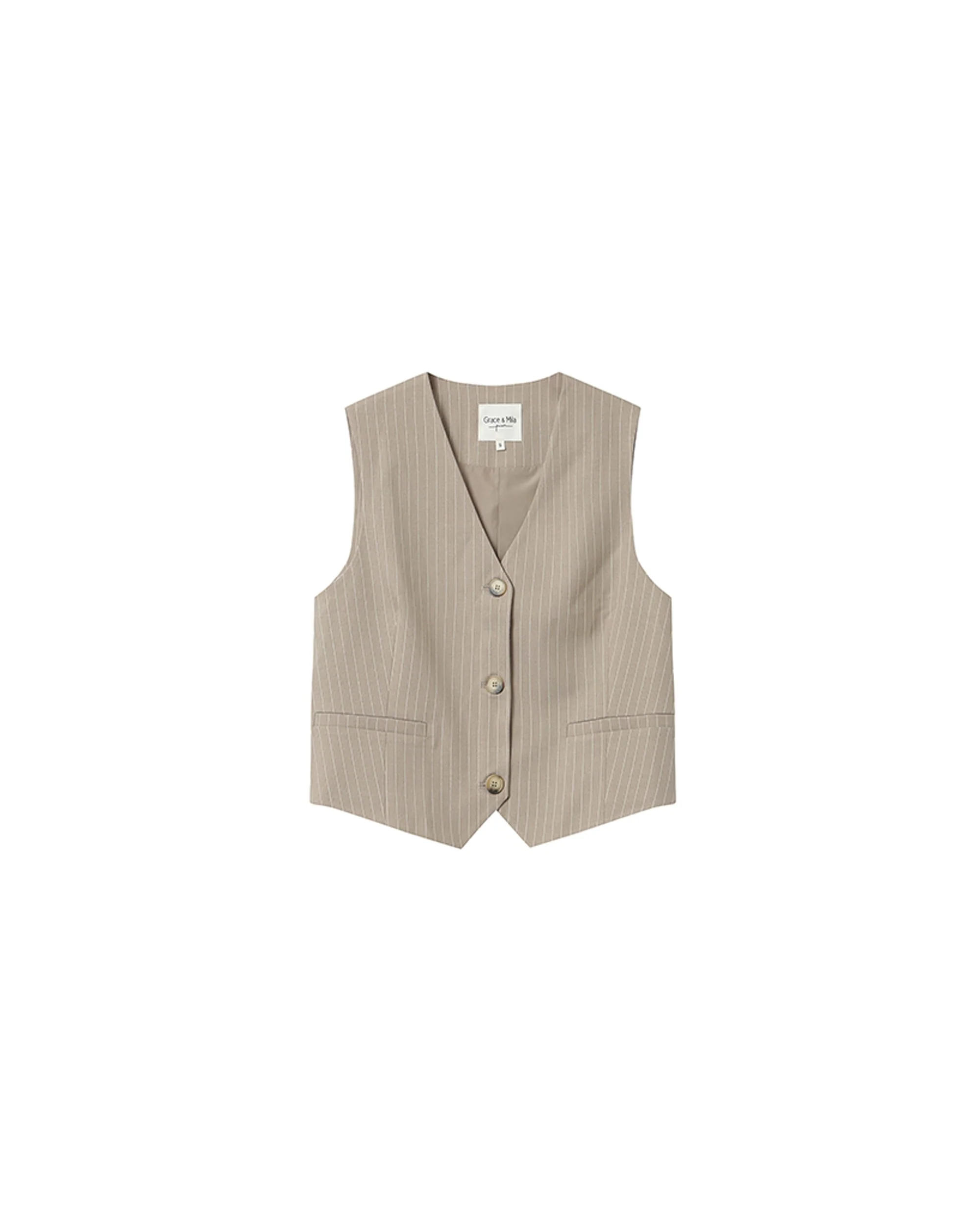 Gilet Droit A Rayures Greige Sister - Image 6