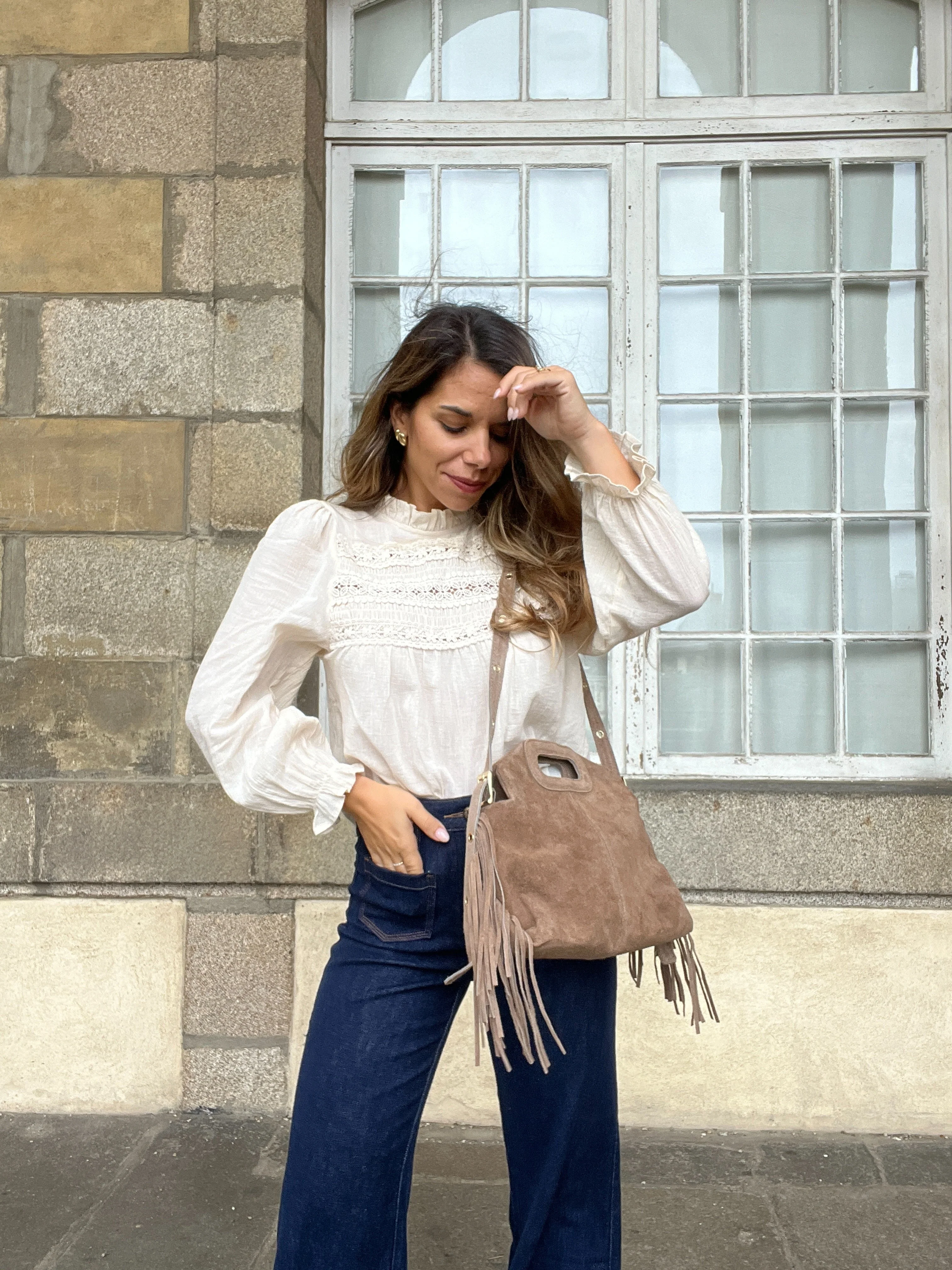 Grand Sac À Main En Cuir Jodie Taupe - Image 4