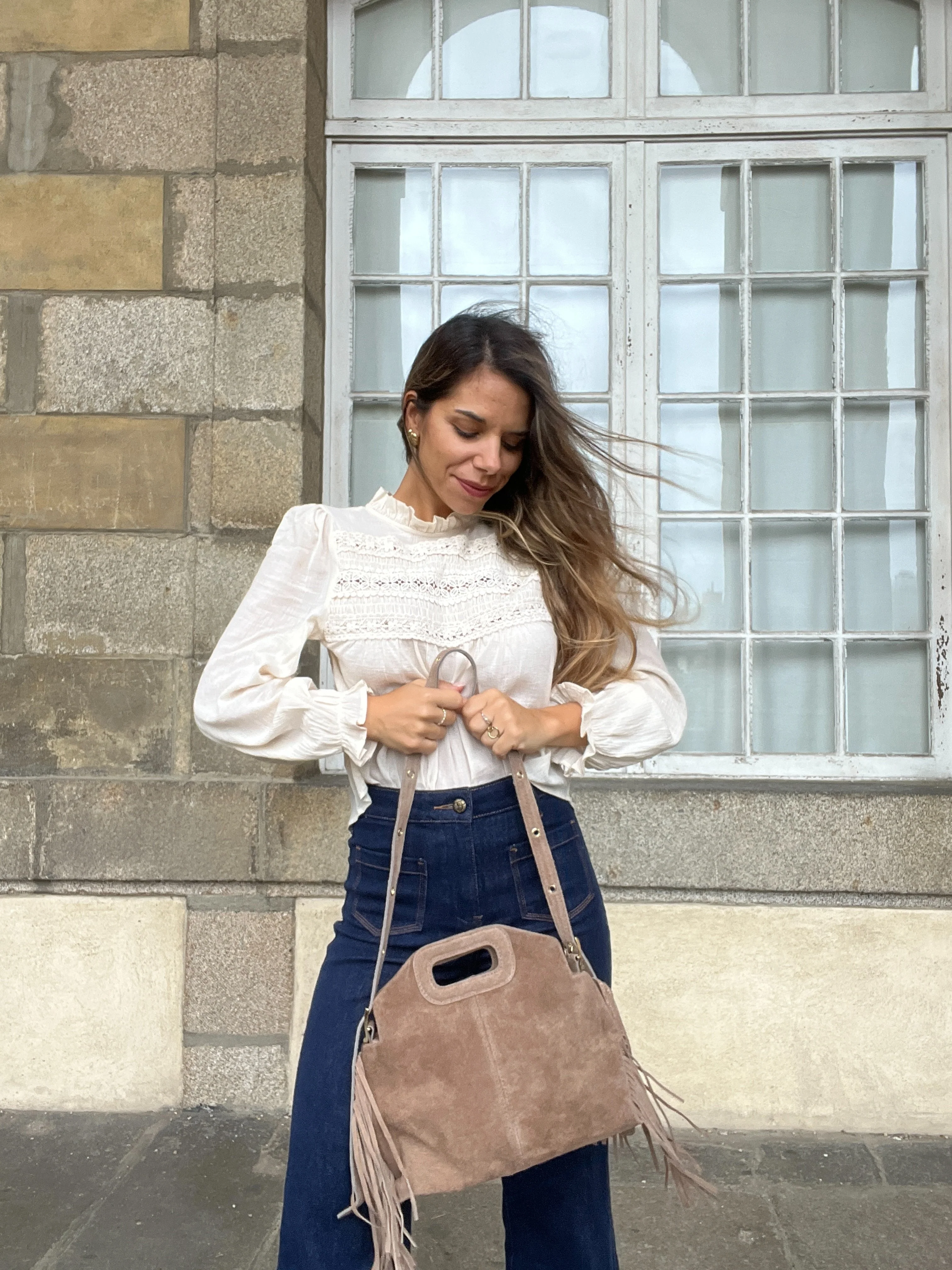 Grand Sac À Main En Cuir Jodie Taupe - Image 8