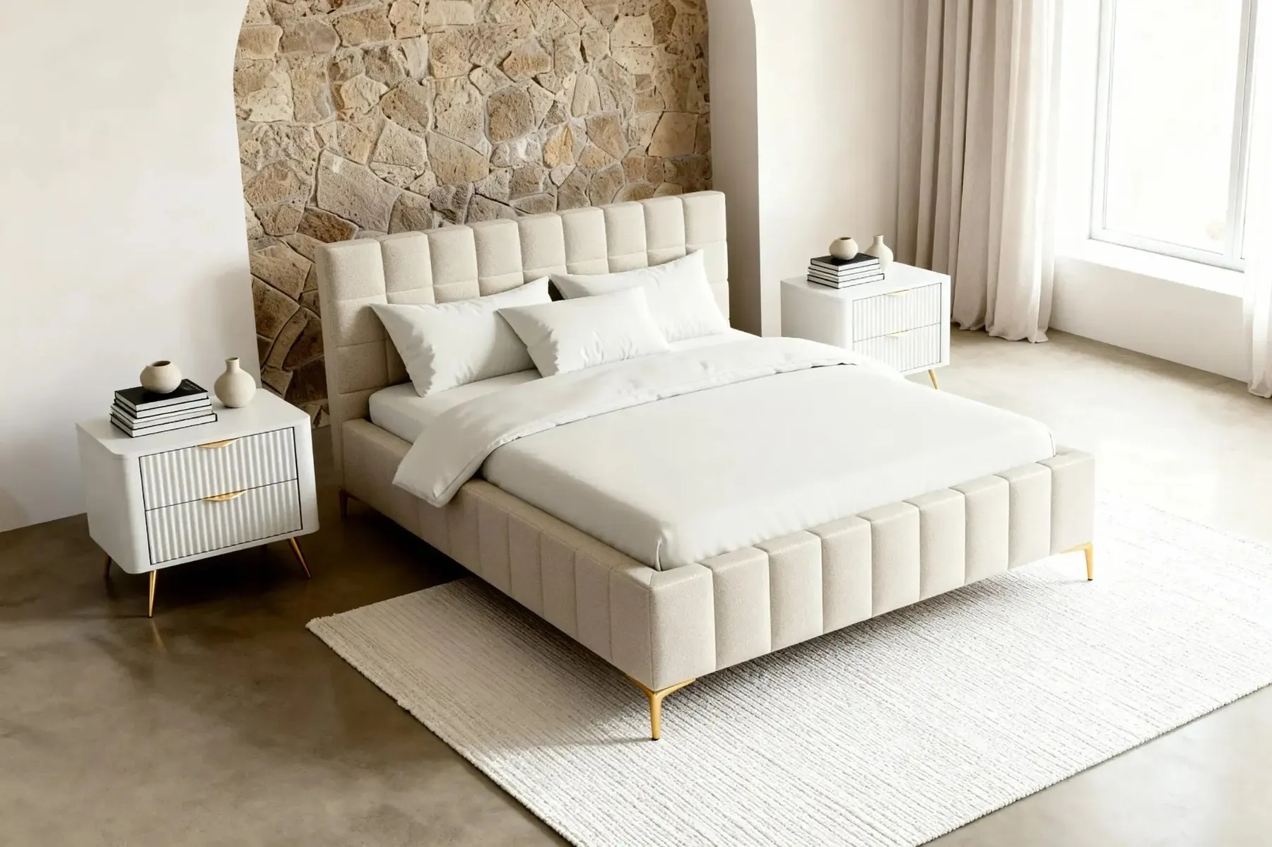 Gregoire - Lit Coffre Tissu Chiné 140X200Cm - Image 3