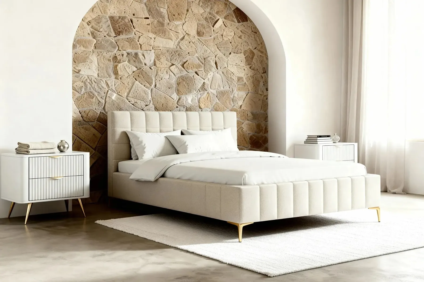 Gregoire - Lit Coffre Tissu Chiné 140X200Cm - Image 5
