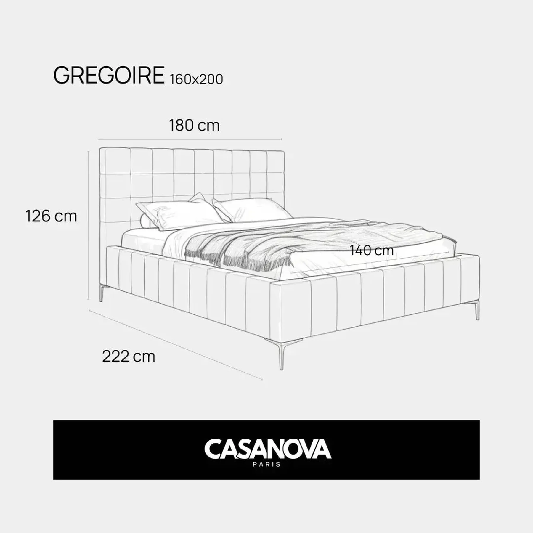 Gregoire - Lit Coffre Tissu Chiné 140X200Cm - Image 60