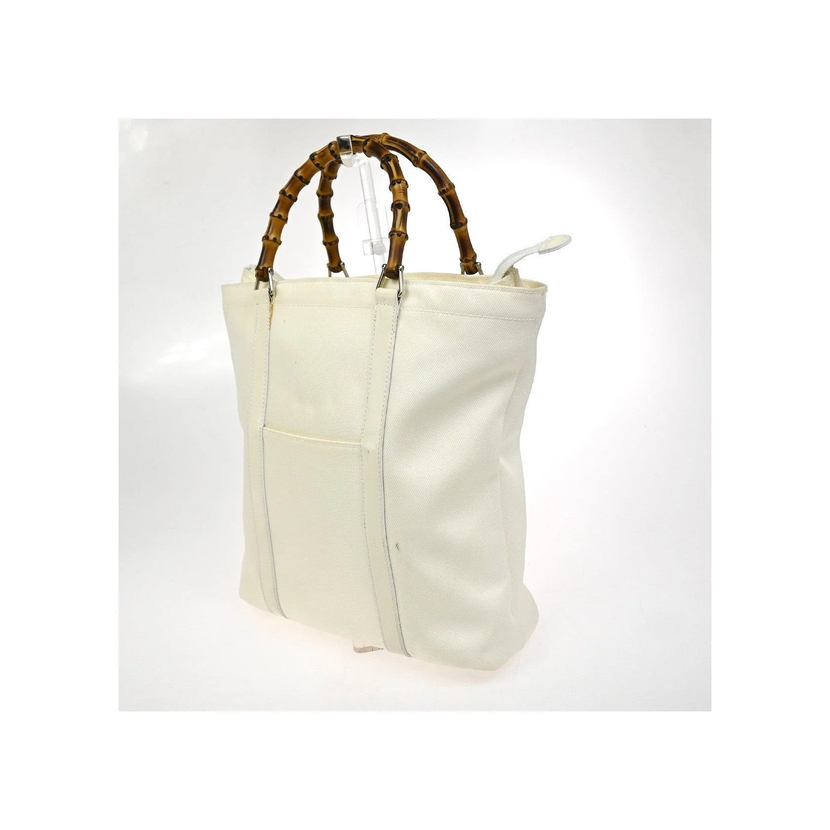 Tote Zippé Gucci Bamboo Convertible - White - Image 3