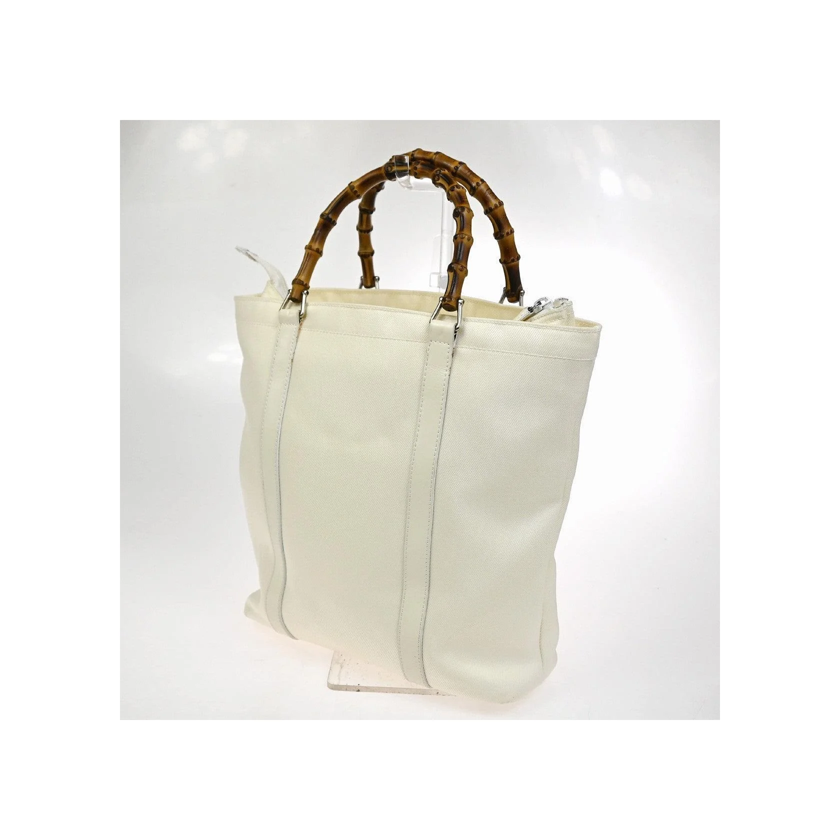 Tote Zippé Gucci Bamboo Convertible - White - Image 4