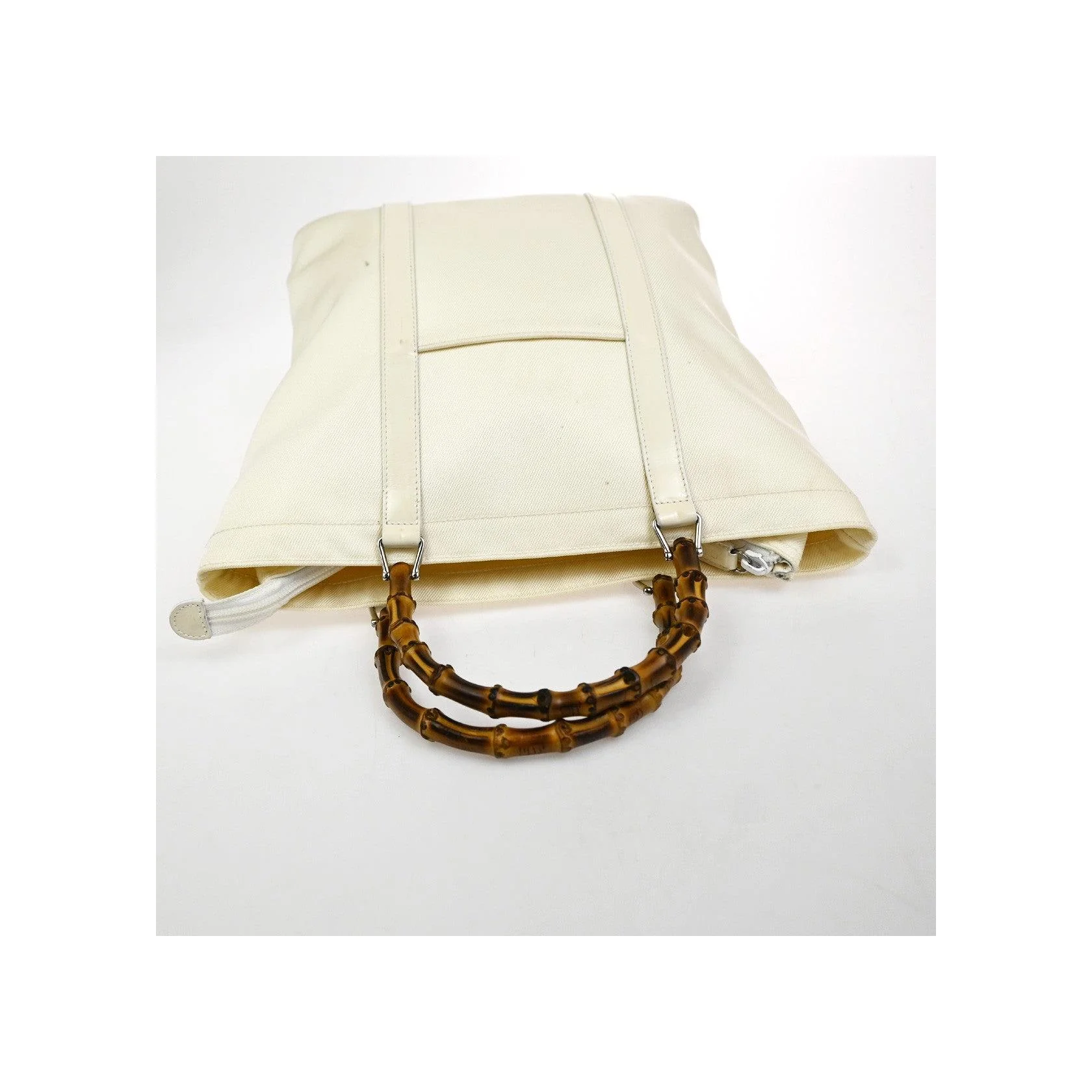 Tote Zippé Gucci Bamboo Convertible - White - Image 8