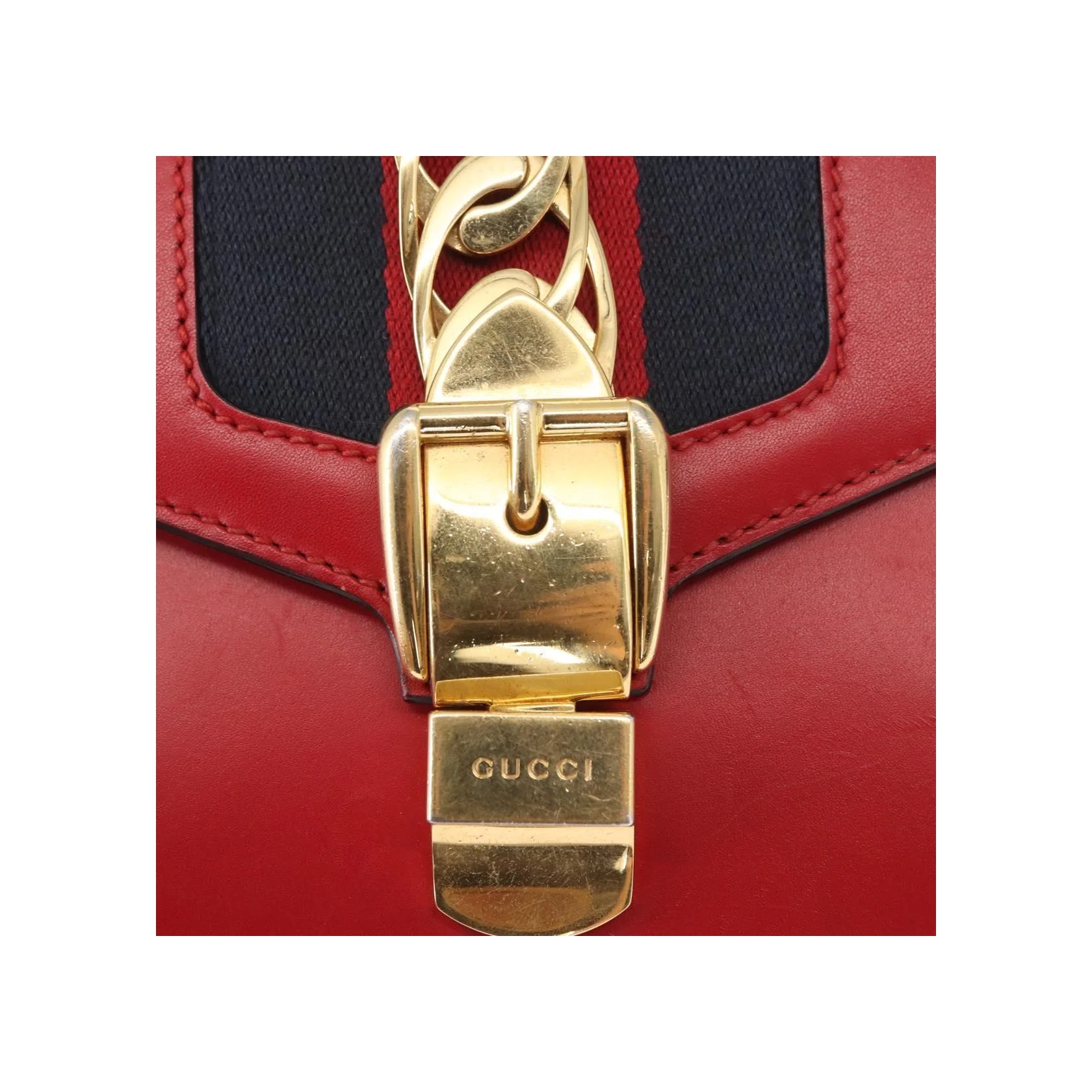 Sac À Bandoulière Gucci Sylvie Chaîne - Red - Image 13