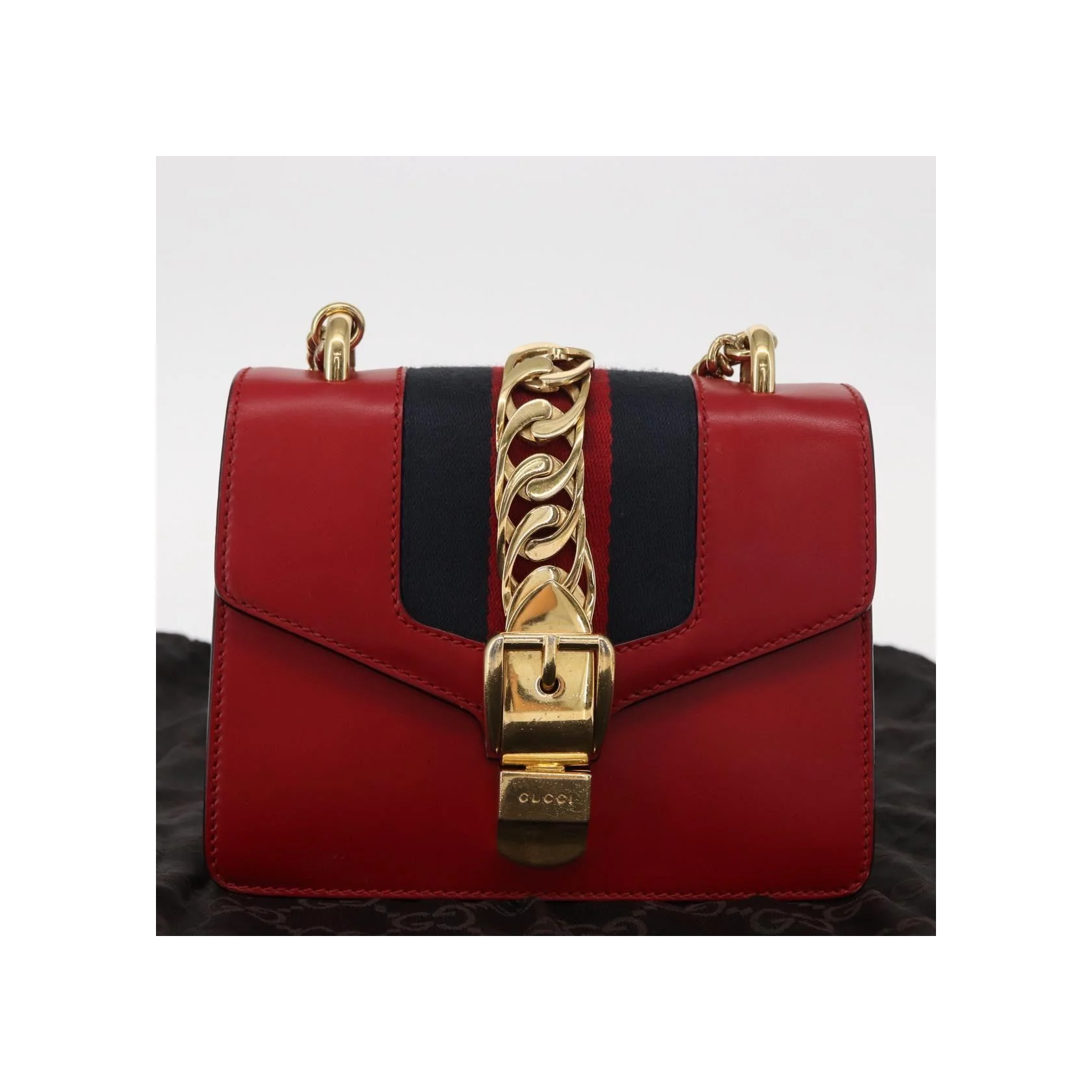 Sac À Bandoulière Gucci Sylvie Chaîne - Red - Image 14