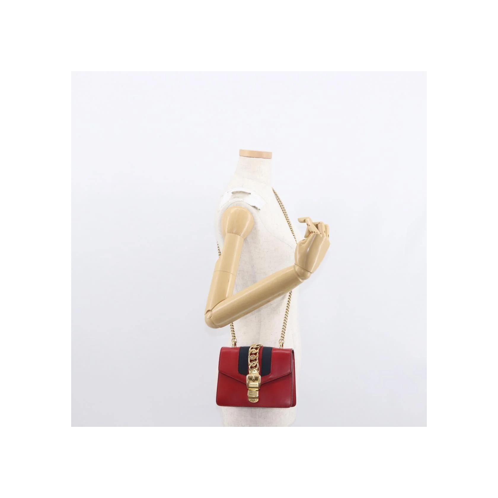 Sac À Bandoulière Gucci Sylvie Chaîne - Red - Image 15