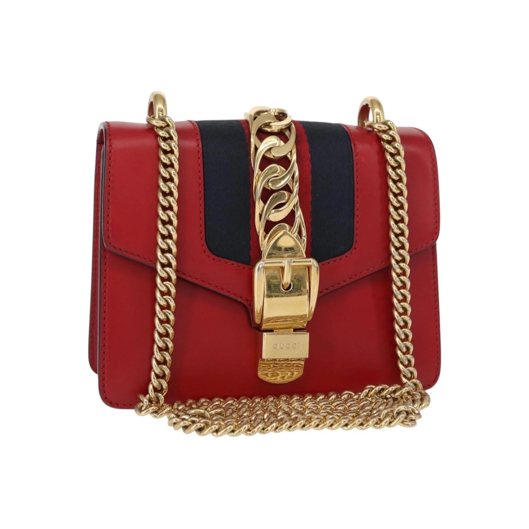 Sac À Bandoulière Gucci Sylvie Chaîne - Red - Image 16