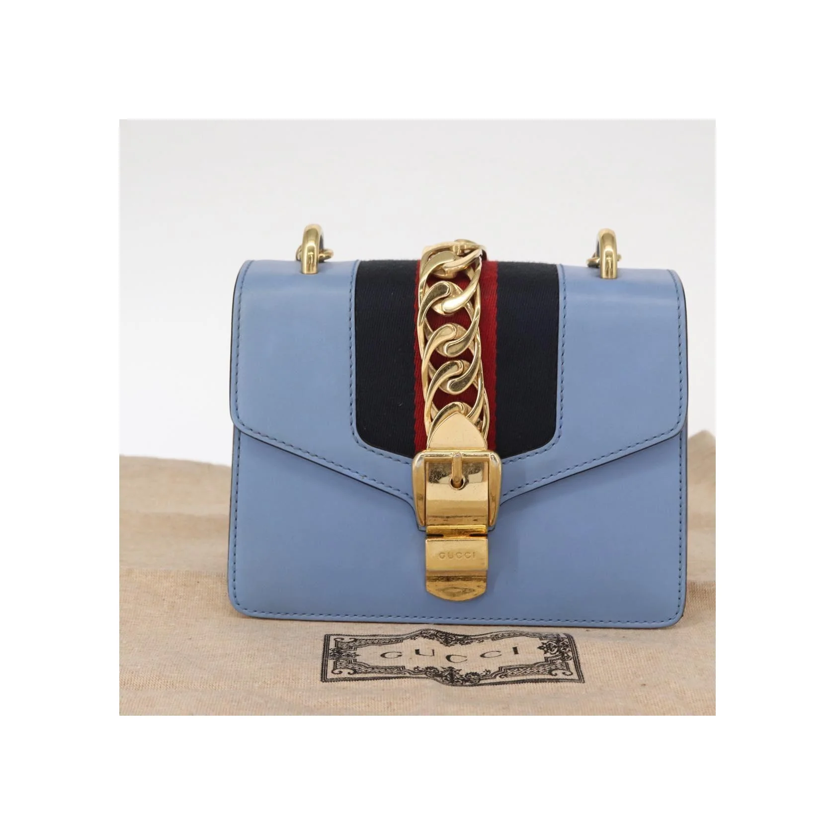 Sac À Bandoulière Gucci Sylvie Chaîne - Blue - Image 14